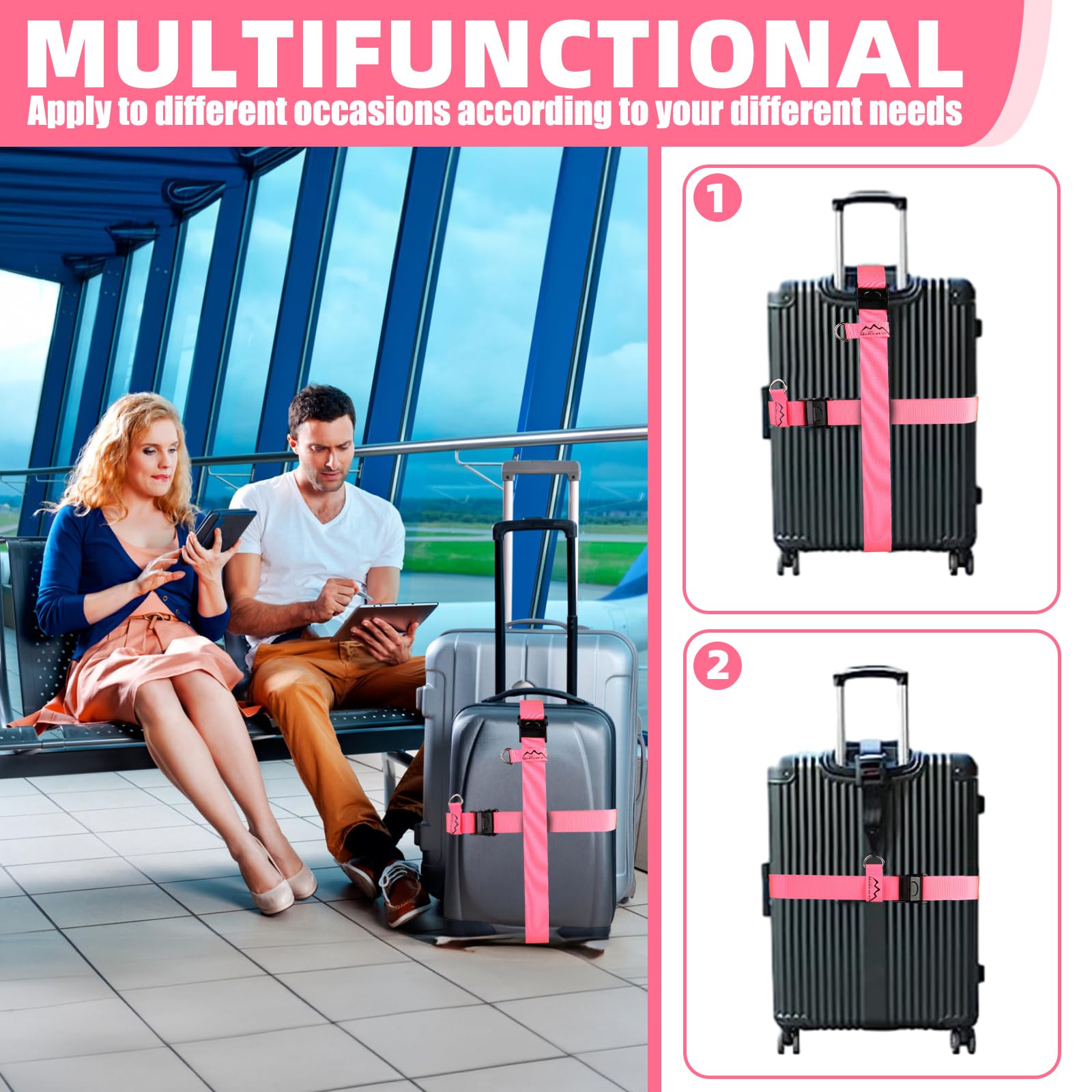 Car Seat Travel Belt for Suitcase - Convert Kid Car Seat & Carry-on Luggage into Airport Stroller | Safe Travel Solution for Airplane & Family Trips | Perfect for Airports, Road Trips & Baby Transport