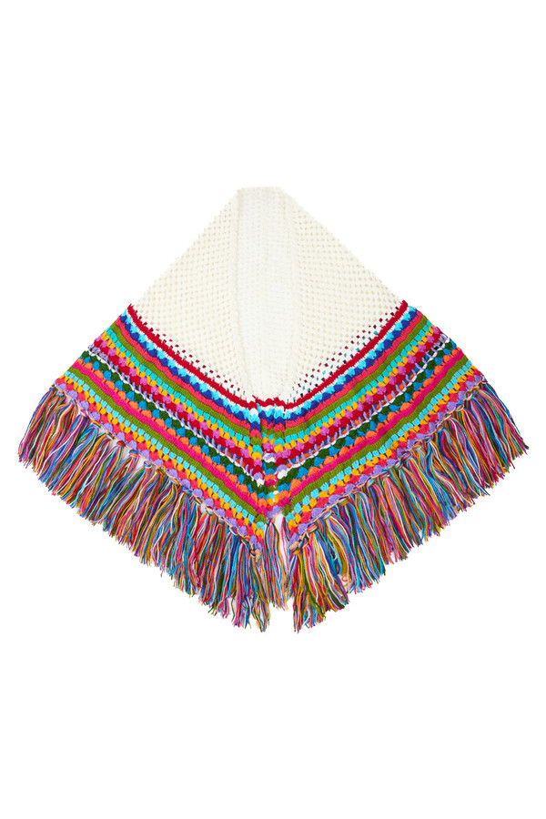 Rainbow Crochet Fringe Wrap Shawl - Colorful Boho Chic Handmade Knit Scarf for Women - Perfect for Music Festivals, Beach Cover-ups & Boho Fashion Accessories