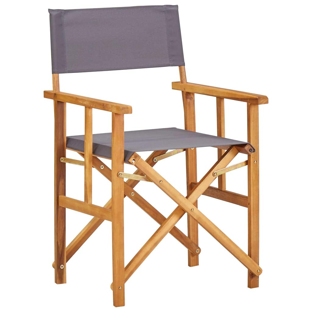 Solid Acacia Wood Director's Chair - Outdoor Patio Seating with Unfade Memory Finish (Brown & Dark Gray) - Perfect for Backyard, Garden, Poolside, and Camping Relaxation