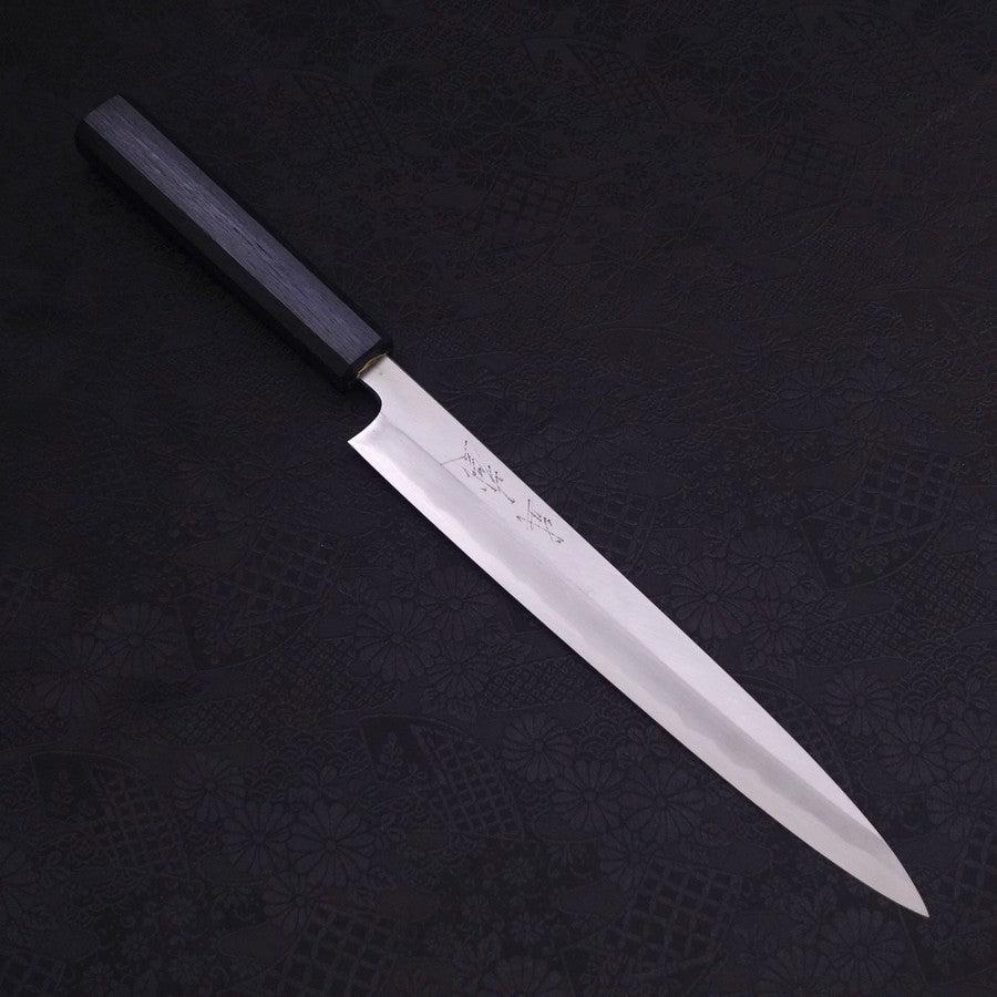 Premium Yanagiba Sushi Knife 240mm - High Carbon Blue Steel #2 with Kasumi Finish & Dark Blue Urushi Handle - Perfect for Sushi Chefs, Japanese Cuisine & Professional Kitchens