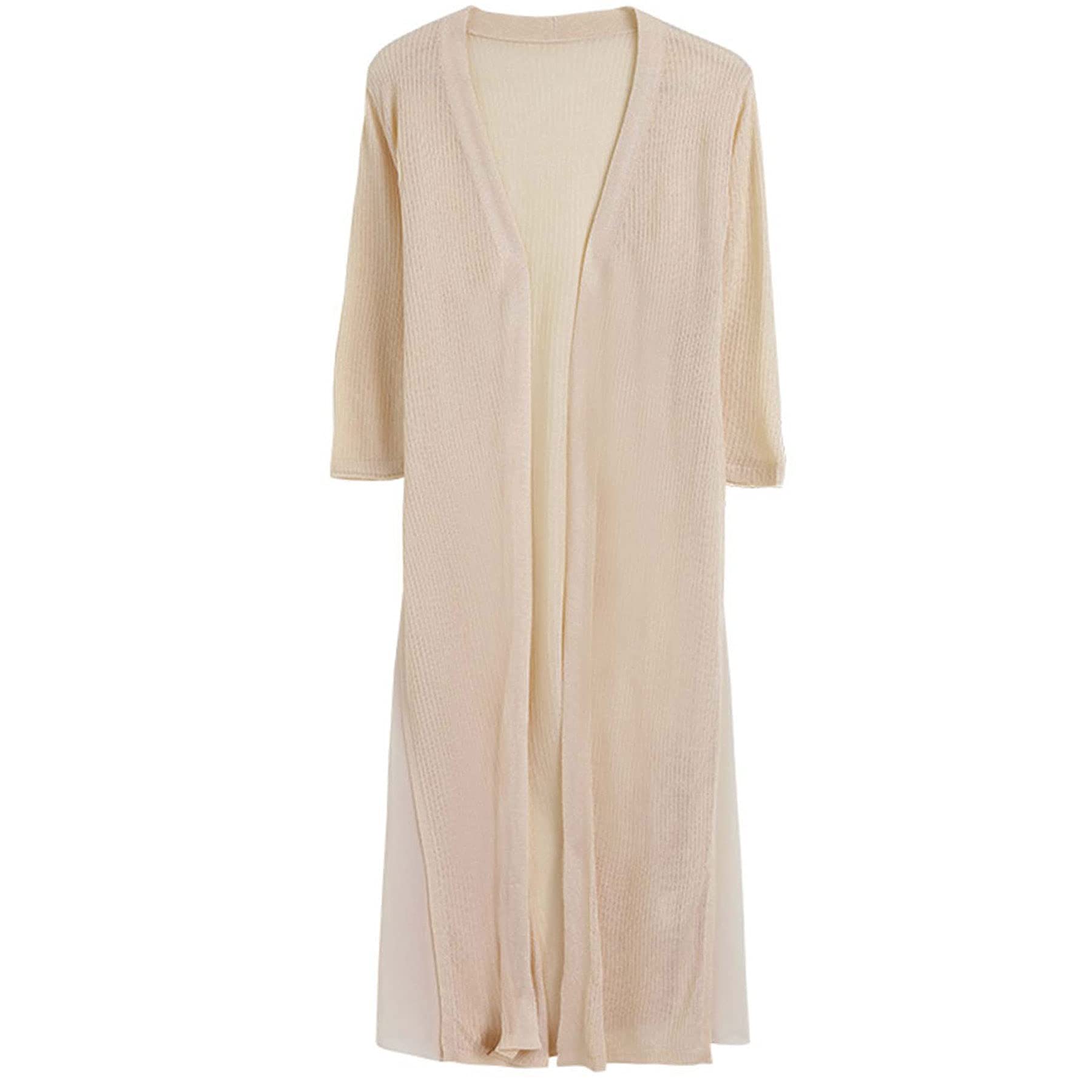 Ainangua Women's Lightweight Summer Long Drape Cardigan - Open Front Maxi Long Sleeve Casual Cover Up Shawl for Beach, Office & Evening Wear