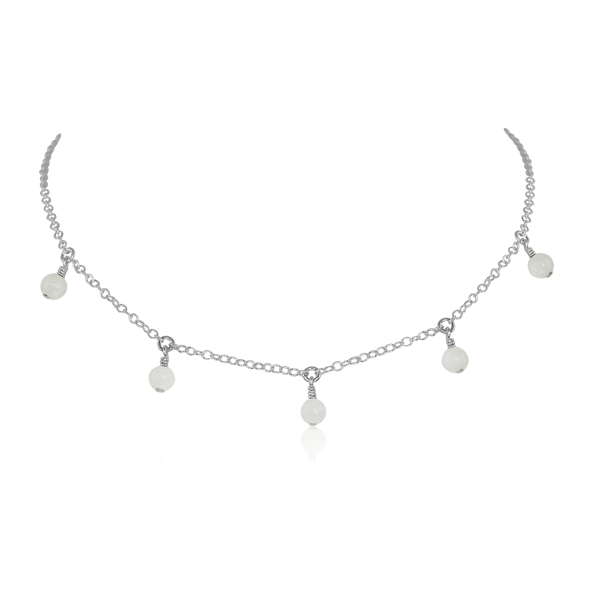White Moonstone Bead Drop Choker Necklace - Elegant Bohemian Jewelry for Women | Perfect for Weddings, Parties & Everyday Wear