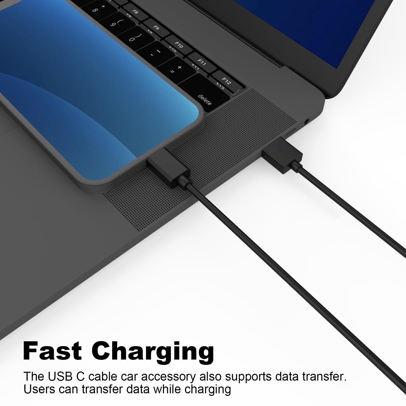 USB C to USB A Fast Charging Cable 3A, 6ft CarPlay Compatible Charger Cord for iPhone 15/16/Pro/Max/Plus, Samsung Galaxy S24/S23/S20, Tablets, Cameras & Speakers - Durable & Tangle-Free (Black) - Perfect for Car, Home & Office Charging