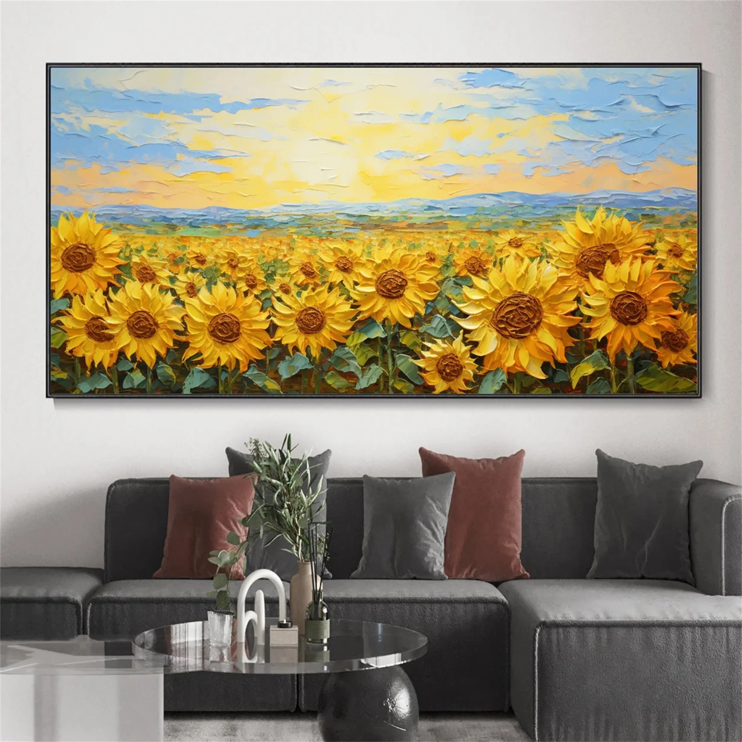 Beautiful Flower and Tree Painting #FT079 - Handmade Canvas Art for Home Decor, Living Room, Bedroom & Office Wall