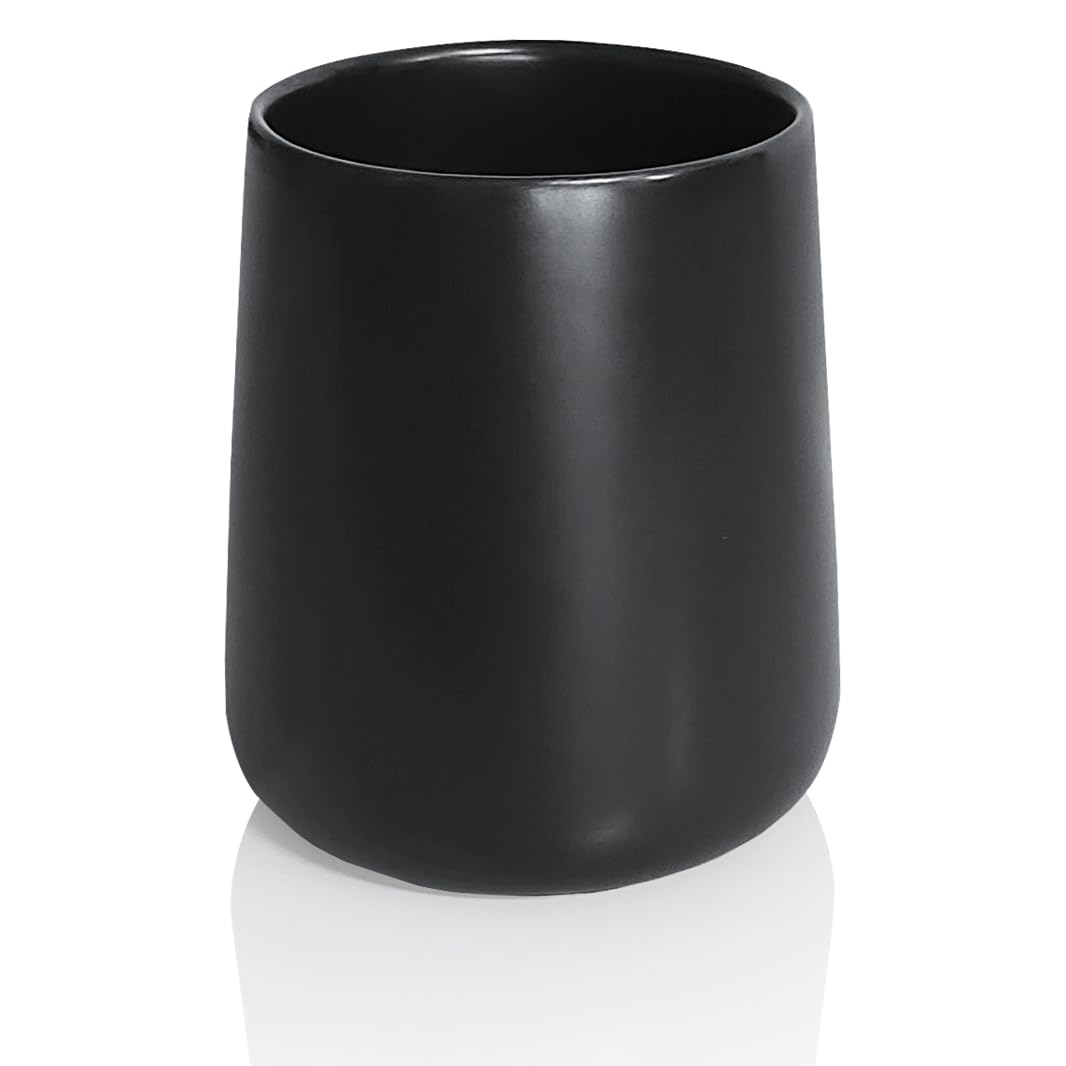 Matte Black Ceramic Toothbrush Holder & Toothpaste Organizer - Bathroom Countertop Storage Stand for Home Decor | Perfect for Modern Bathrooms, Vanities, and Dresser Organization
