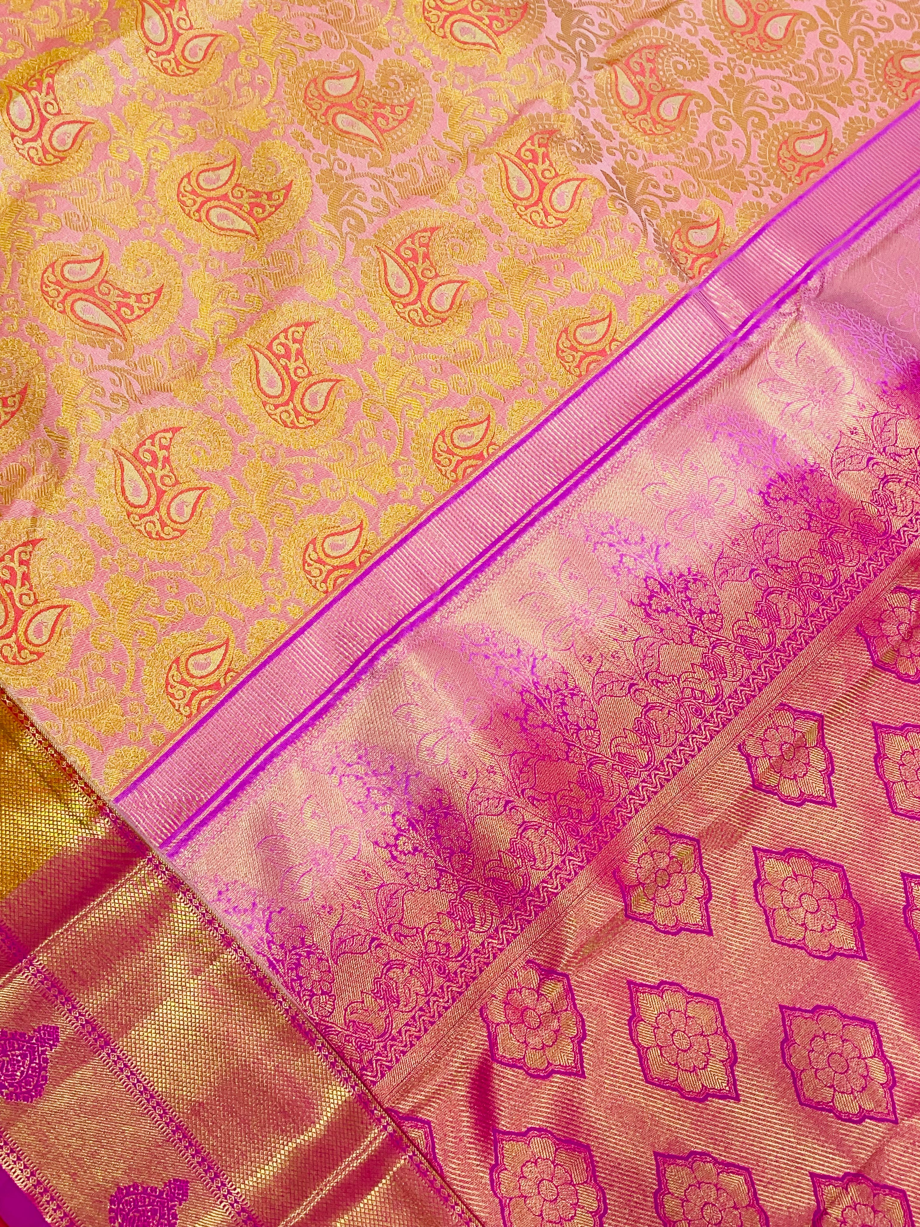Elegant Light Pink Pure Kanchi Silk Saree for Women - Perfect for Weddings, Parties & Festive Occasions