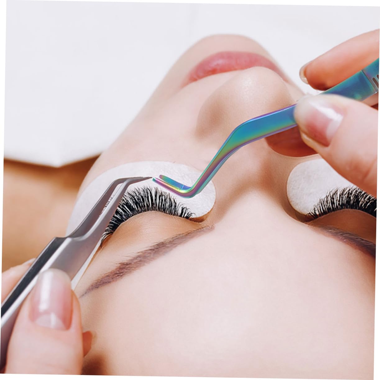 2-Pack Stainless Steel Eyelash & Eyebrow Tweezers with Comb - Precision Lash Applicator Tool for Professional & Home Use - Perfect for Extensions, Grooming & Makeup Application