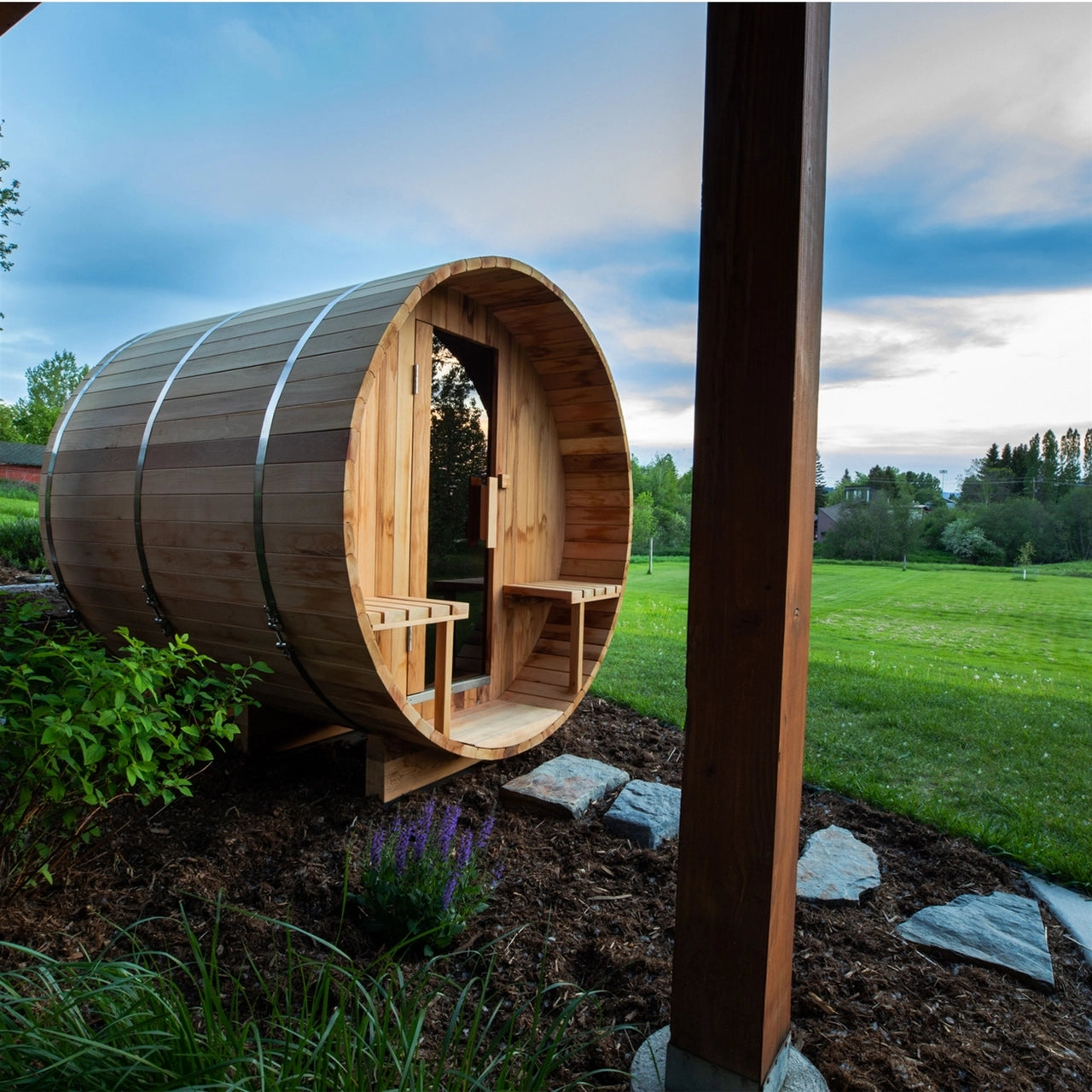 Premium Western Red Cedar Wet & Dry Barrel Sauna for Indoor or Outdoor Use - 9 kW ETL Certified Heater - Fits 8 People - Perfect for Home Spa, Backyard Relaxation & Wellness Retreats