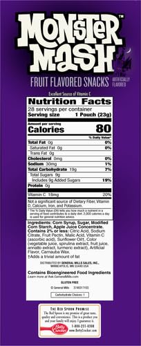Monster Mash Spooky Berry Fruit Flavored Snacks - Gluten Free Treat Pouches (28 Count) | Halloween Party Favors, School Snacks & On-the-Go Healthy Treats