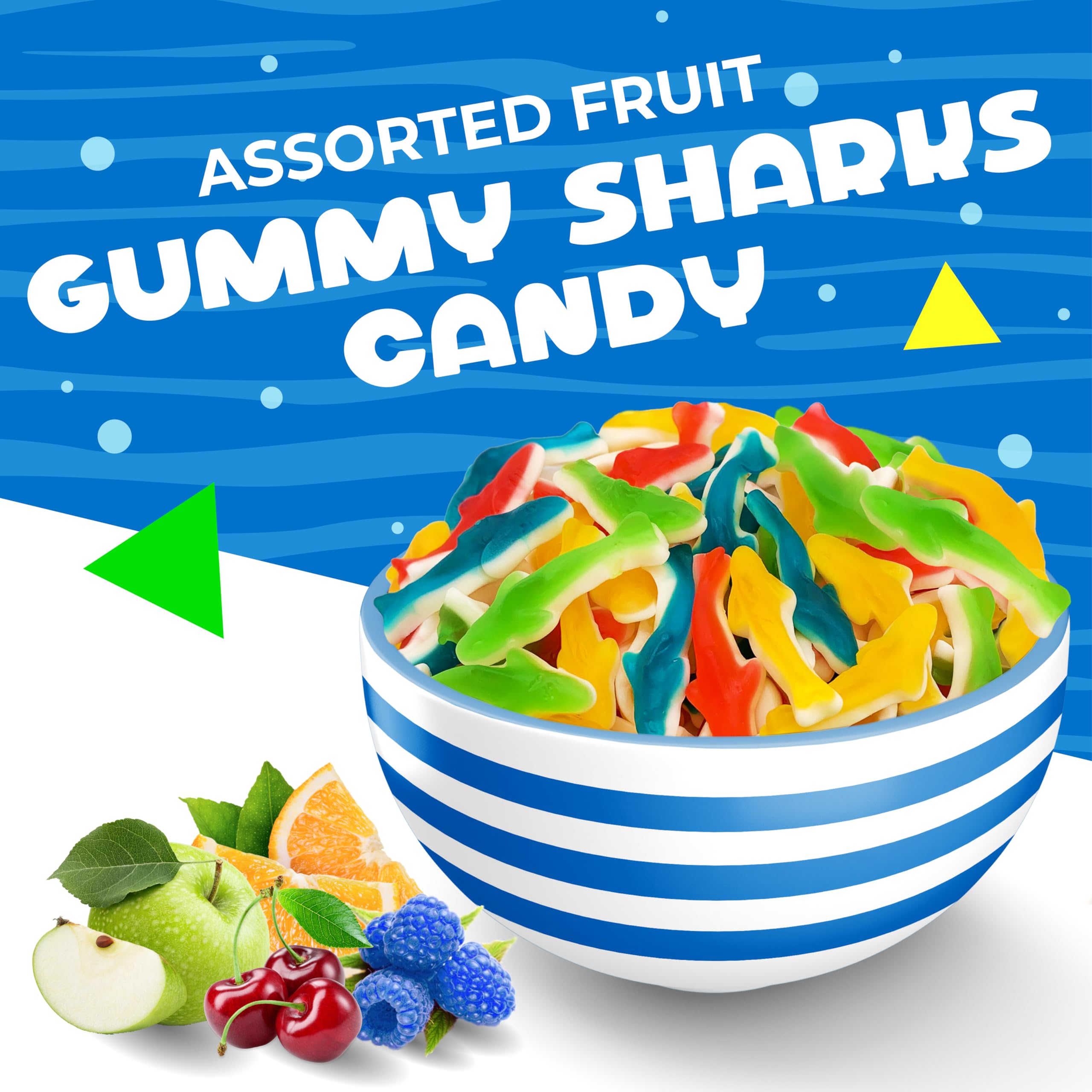 Delicious Gummy Sharks Candy - Assorted Fruit Flavors, 2 Pound Bulk Bag | Perfect for Parties, Movie Nights & Snacking