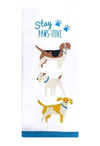 Stay PAWS-ITIVE Kitchen Towels Set of 2 - Cute Dog Pattern Absorbent Dish Cloths for Cooking, Baking & Kitchen Decor
