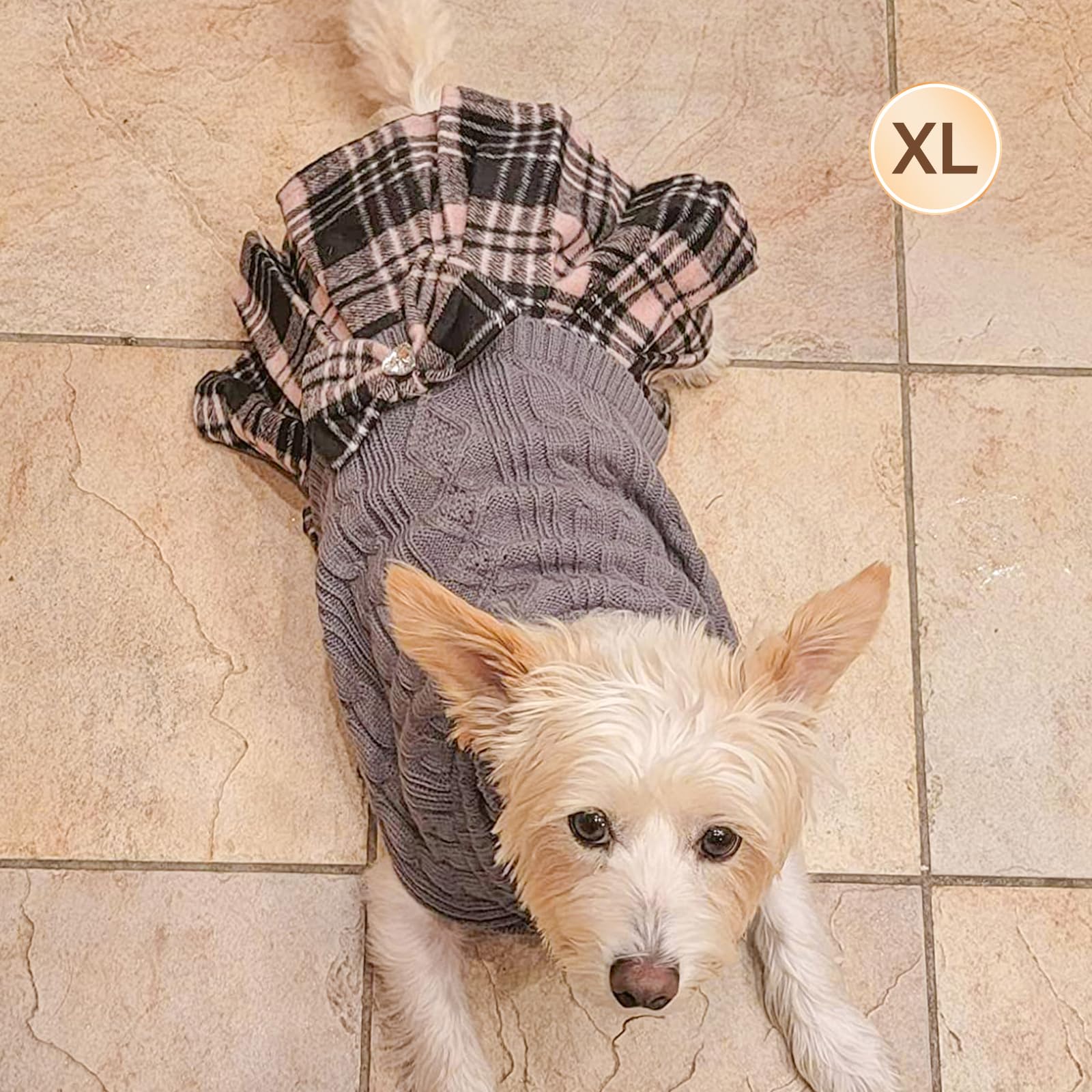 KYEESE Stretchy Comfy Dog Sweater for Medium Dogs - Cozy Turtleneck Pet Sweater with Bowtie, Perfect for Winter Outfits & Indoor Comfort