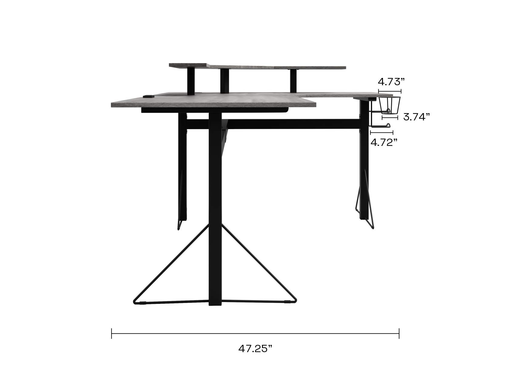 DAR CORE Gaming L-Shaped Desk with Built-in Power Outlets, Gray/Black - Perfect for Home Office & PC Gaming Setup