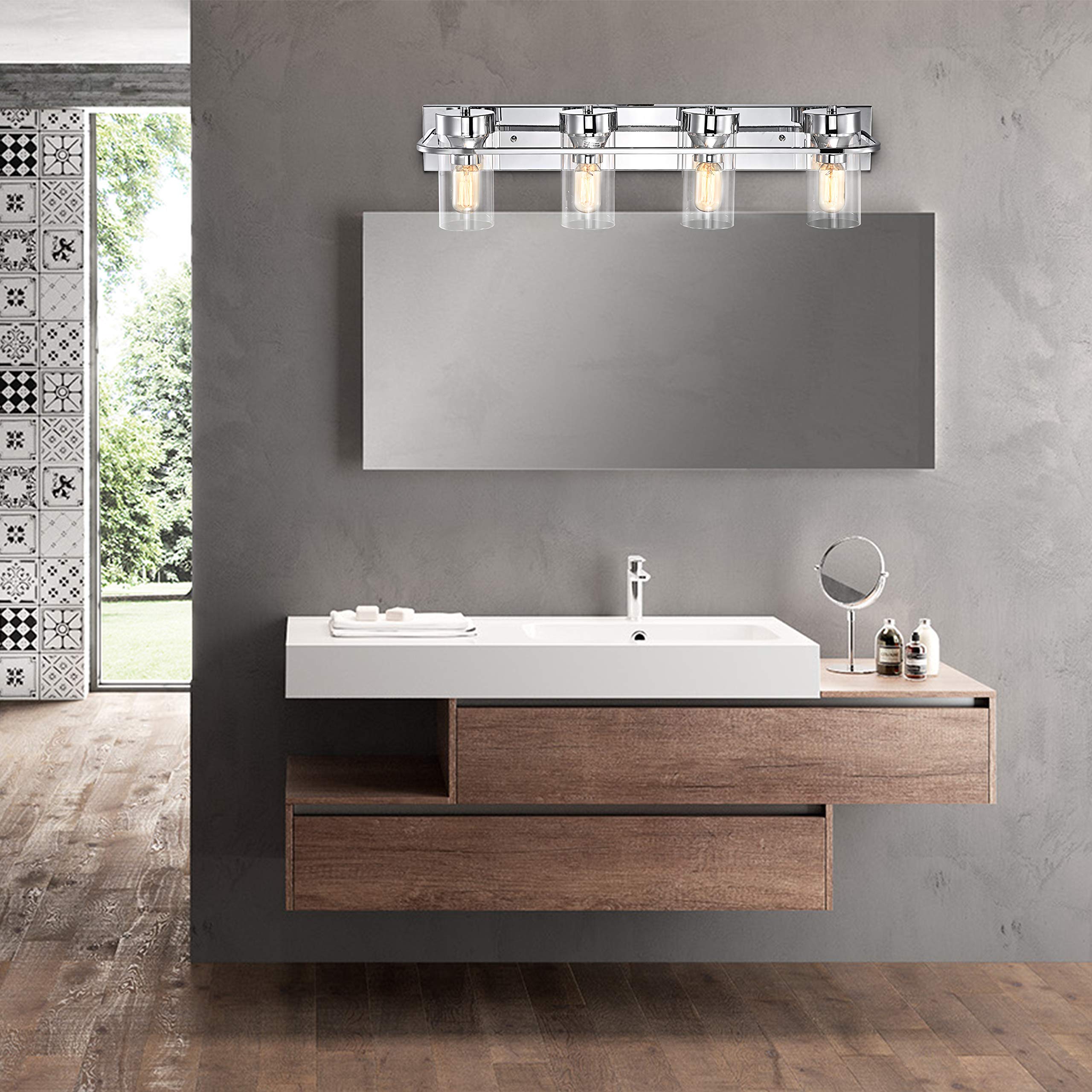 Modern 4-Light Chrome Bathroom Vanity Light Fixture 30