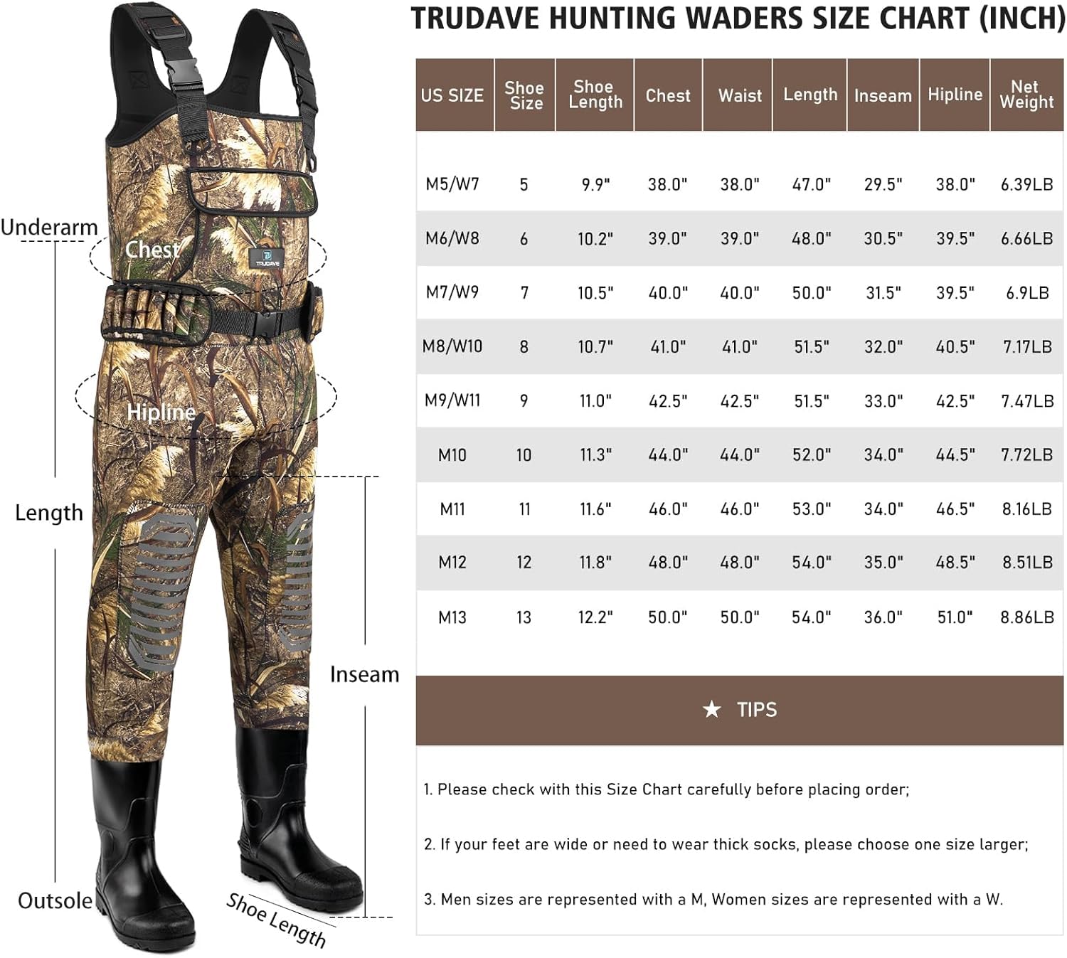 **Men's & Women's Waterproof Chest Waders with Boots – Neoprene Fishing & Hunting Waders for Outdoor Adventures**    **Usage Scenarios:** Ideal for fly fishing, duck hunting, kayaking, and outdoor water activities.