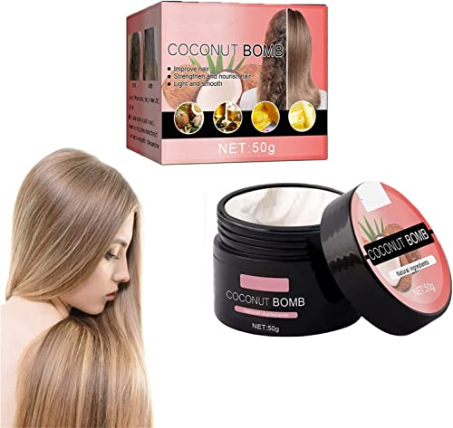 **Coconut Oil Deep Conditioning Hair Mask - Nourishing & Moisturizing Treatment for All Hair Types - Repair Dry, Damaged Hair - Coconut Bomb Hair Mask with Natural Ingredients (1pc) - Perfect for Salon-Quality Hair Care at Home**