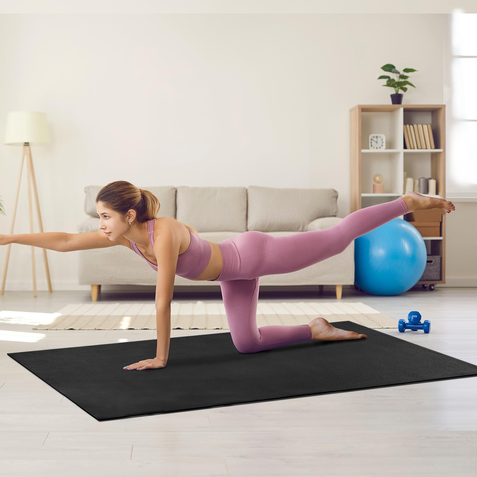 VEVOR Extra Large Non-Slip Yoga Mat - 6mm Thick High Density Exercise Mat for Home Workouts, Pilates & Floor Exercises - Includes Carry Bag & Strap - Perfect for Men & Women - Ideal for Yoga Studios, Gyms & Home Fitness Routines