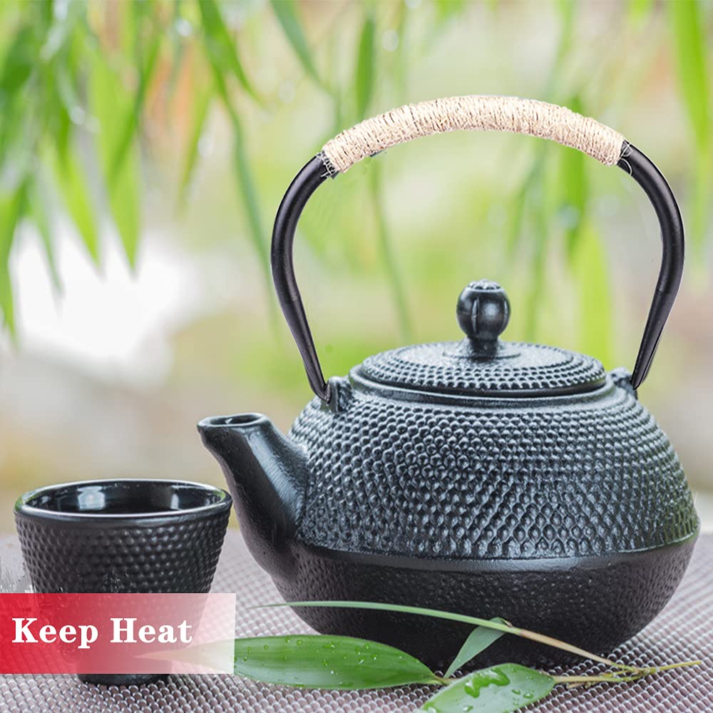 Premium Japanese Cast Iron Teapot Set with Removable Infuser - 900ml (31oz) Loose Leaf Tea Kettle for Wood Stove, Campfire & Gas Stove - Perfect for Home, Office & Outdoor Tea Ceremonies