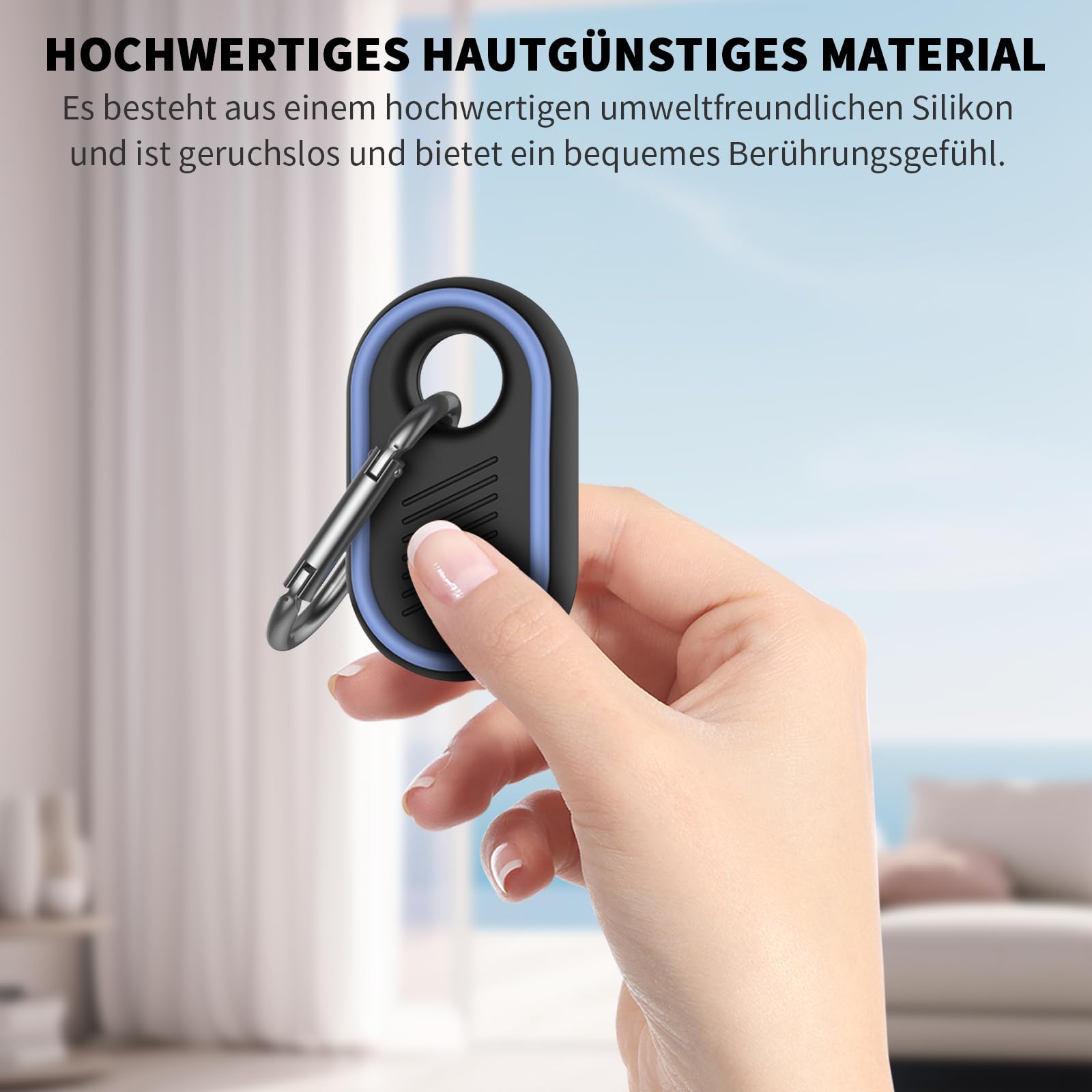 MOWYEOK GPS Tracker Case for Samsung Galaxy SmartTag 2 - 2 Pack Waterproof & Scratch Resistant Silicone Holder with Key Ring | Perfect for Keys, Wallets, Luggage & Pet Tracking (Blue & Green)