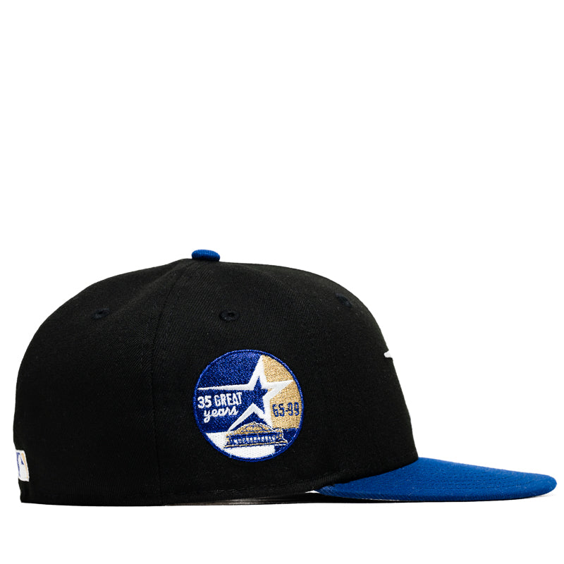 New Era x Politics Houston Astros 59FIFTY Fitted Hat - Black/Light Royal - Official MLB Baseball Cap for Men & Women - Perfect for Games, Streetwear & Sports Fans