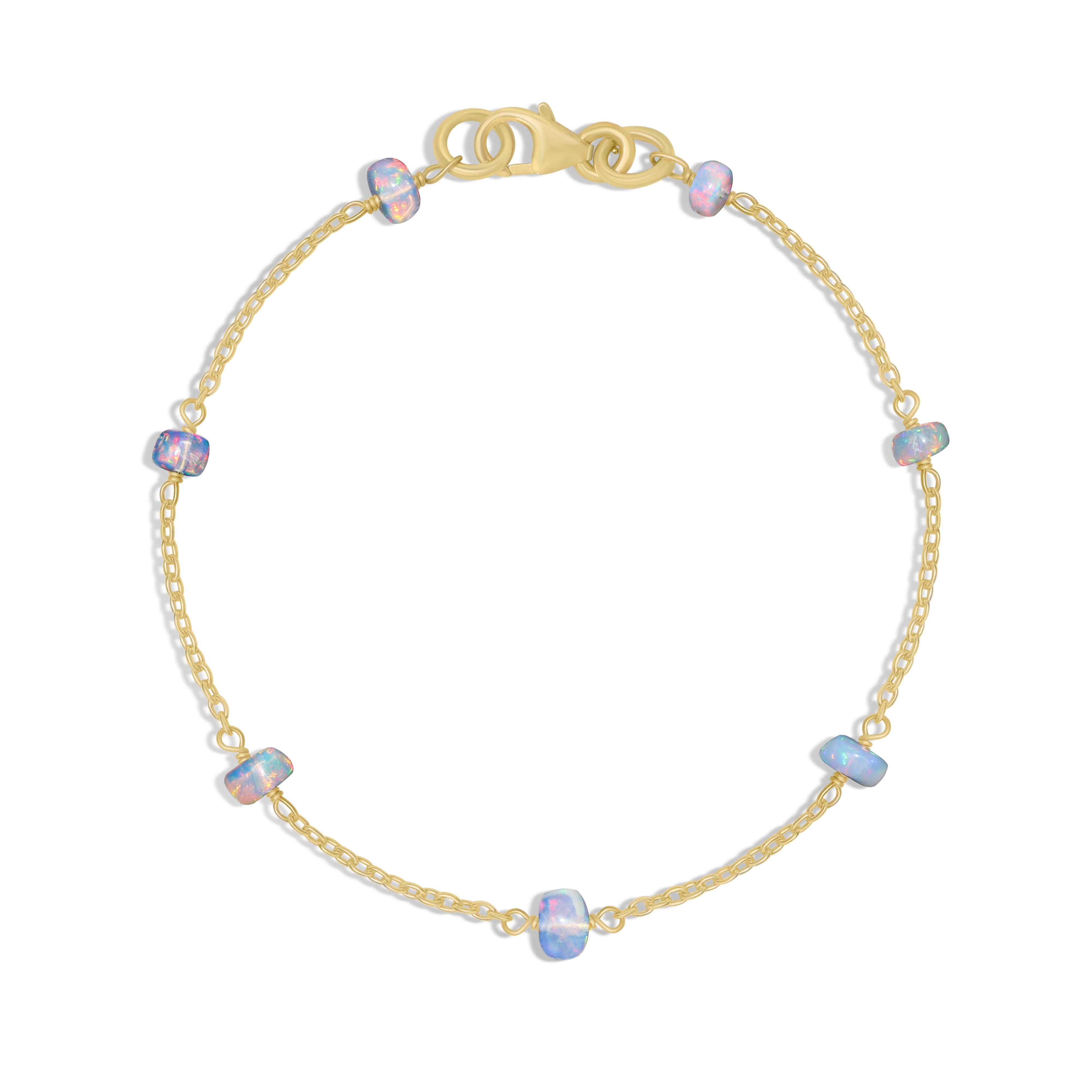 Pearly White Opal Smooth Beads 6-8 Inch Adjustable Chain Bracelet for Women - Elegant Jewelry Gift for Wedding, Party & Everyday Wear