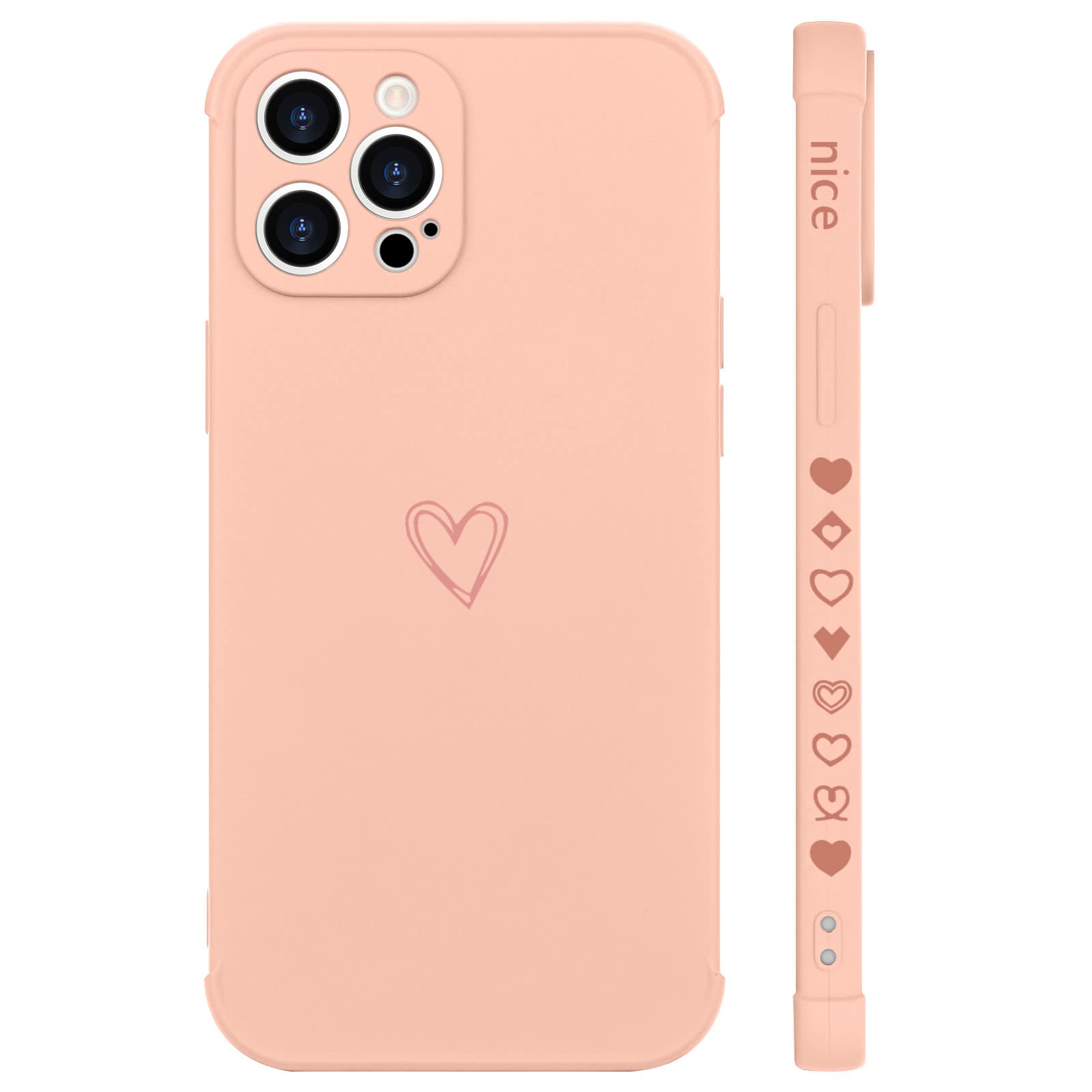 LCHULLE iPhone 12 Pro Max Case - Cute Heart Pattern Soft Silicone Cover with Raised Corners & Full Camera Protection | Slim Protective Phone Case for Women & Girls (Pink) | Perfect for Everyday Use, Work & Travel