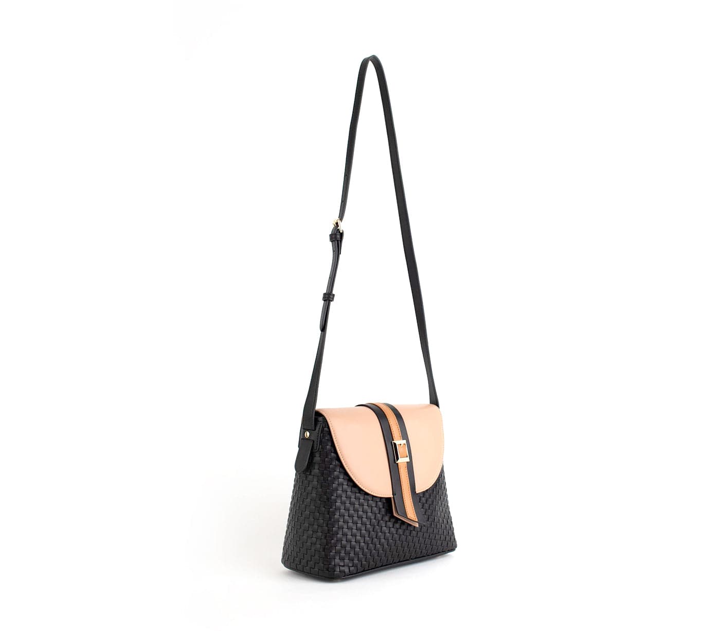 Kate Vegan Leather Basket Weave Crossbody Bag for Women | Stylish Black Shoulder Purse | Perfect for Work, Travel and Everyday Use