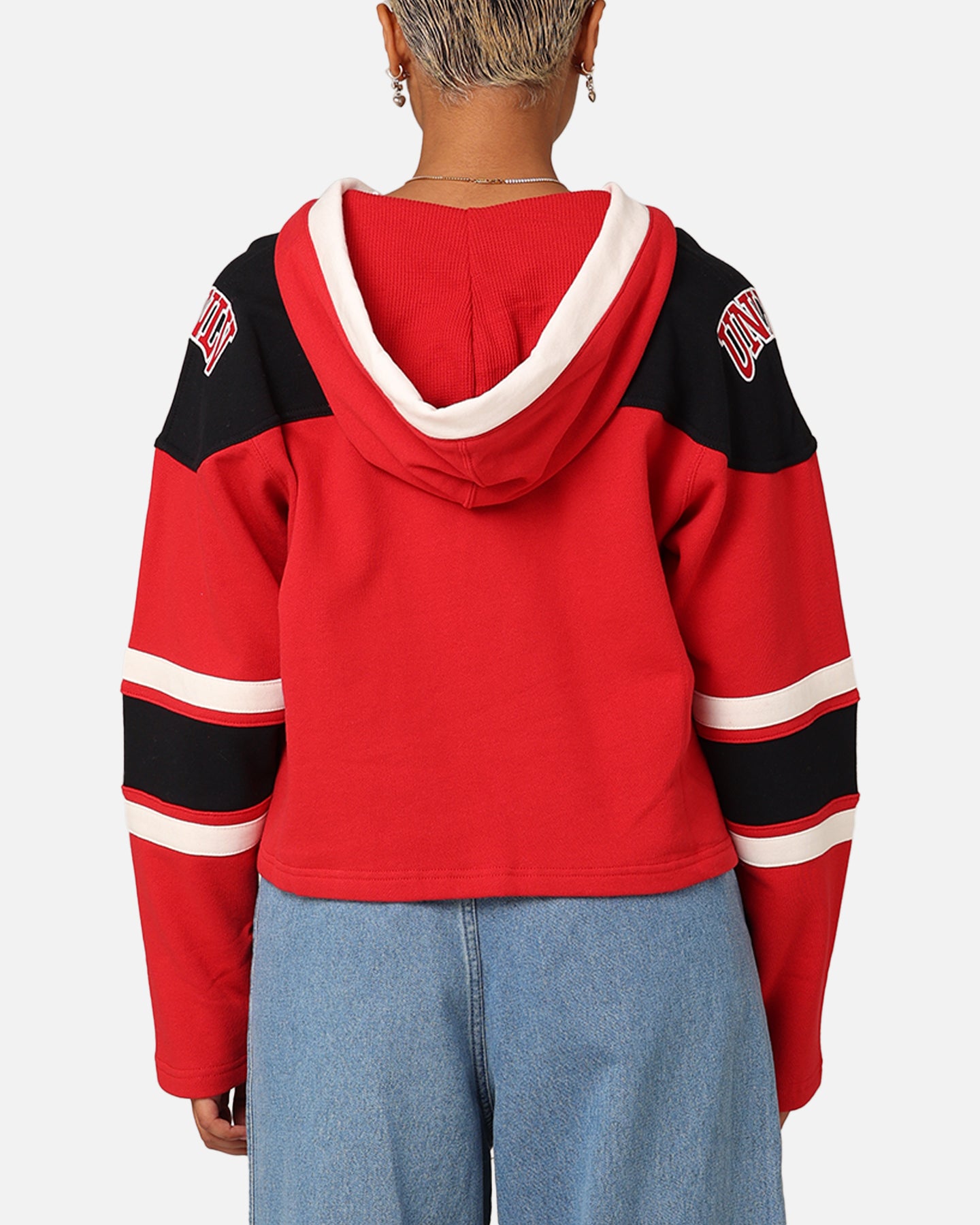 47 Brand Women's UNLV Cropped Lace-Up Hoodie - Red | Comfortable Pullover Sweatshirt for College, Casual Wear & Game Day Outfits