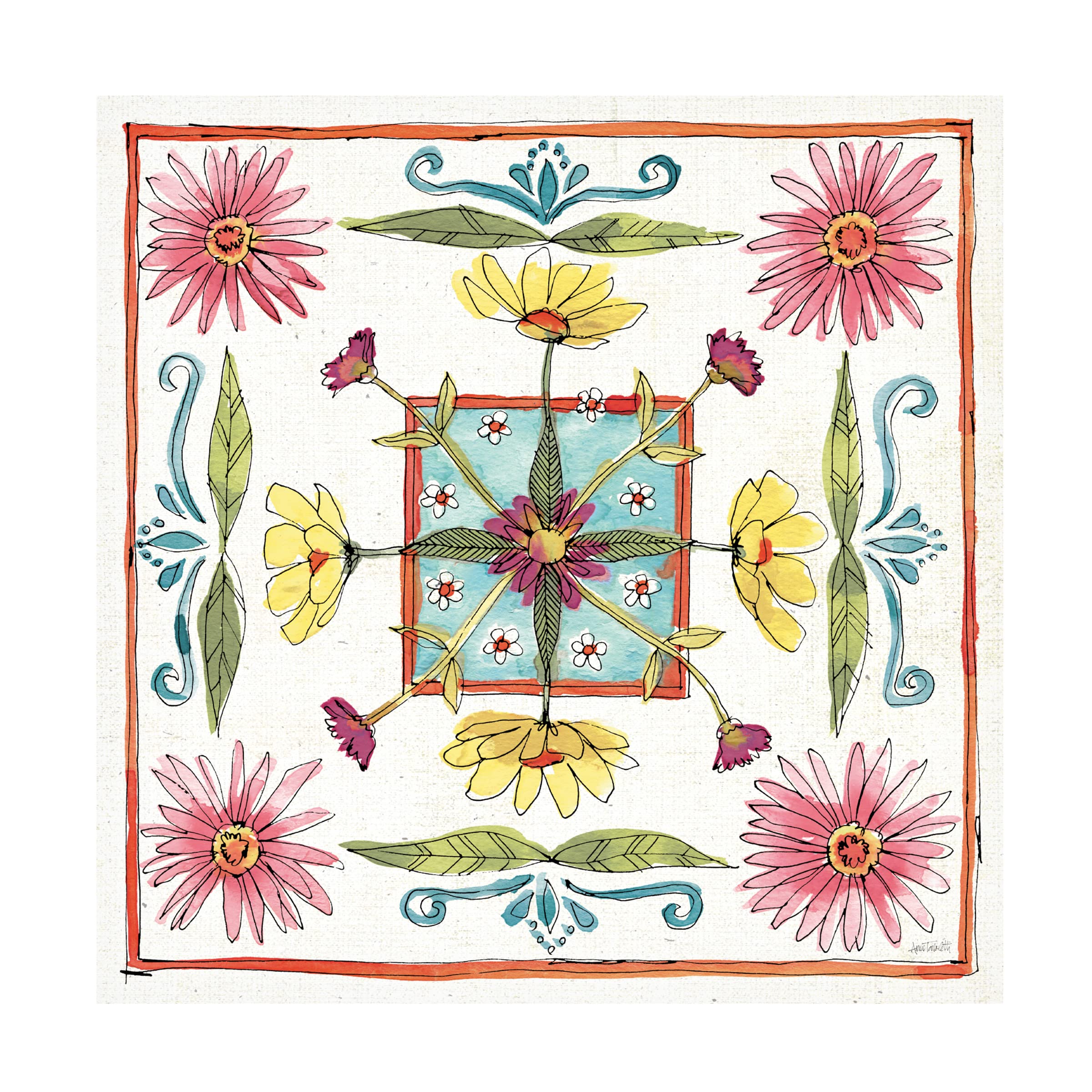 Anne Tavoletti 'Simply Petals X' Floral Canvas Wall Art - Handmade Botanical Painting for Living Room, Bedroom & Office Decor