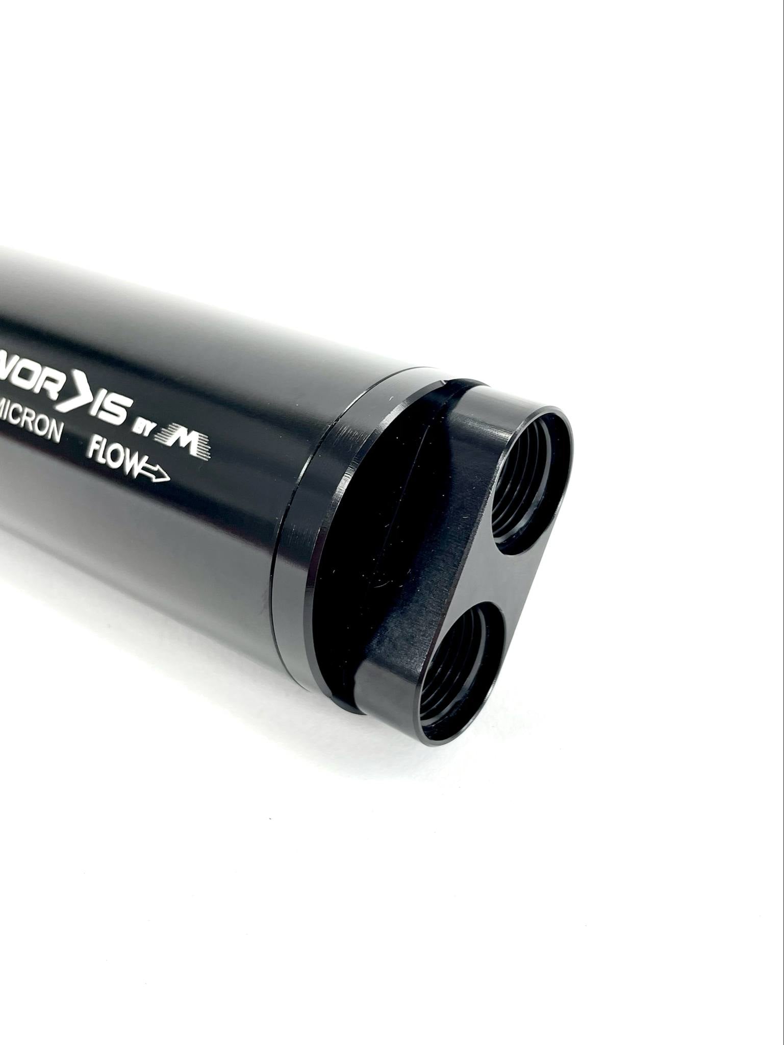 Fluidworks 6GPM Compact Single 10ORB Inlet Dual 8ORB Outlet Post Fuel Filter with Mount (10 Micron) - High Efficiency Fuel Filtration for Diesel Engines, Trucks & Heavy Equipment