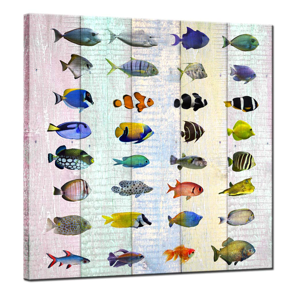 LevvArts Tropical Fish Canvas Wall Art - Ocean Animal Painting for Home & Bedroom Decor