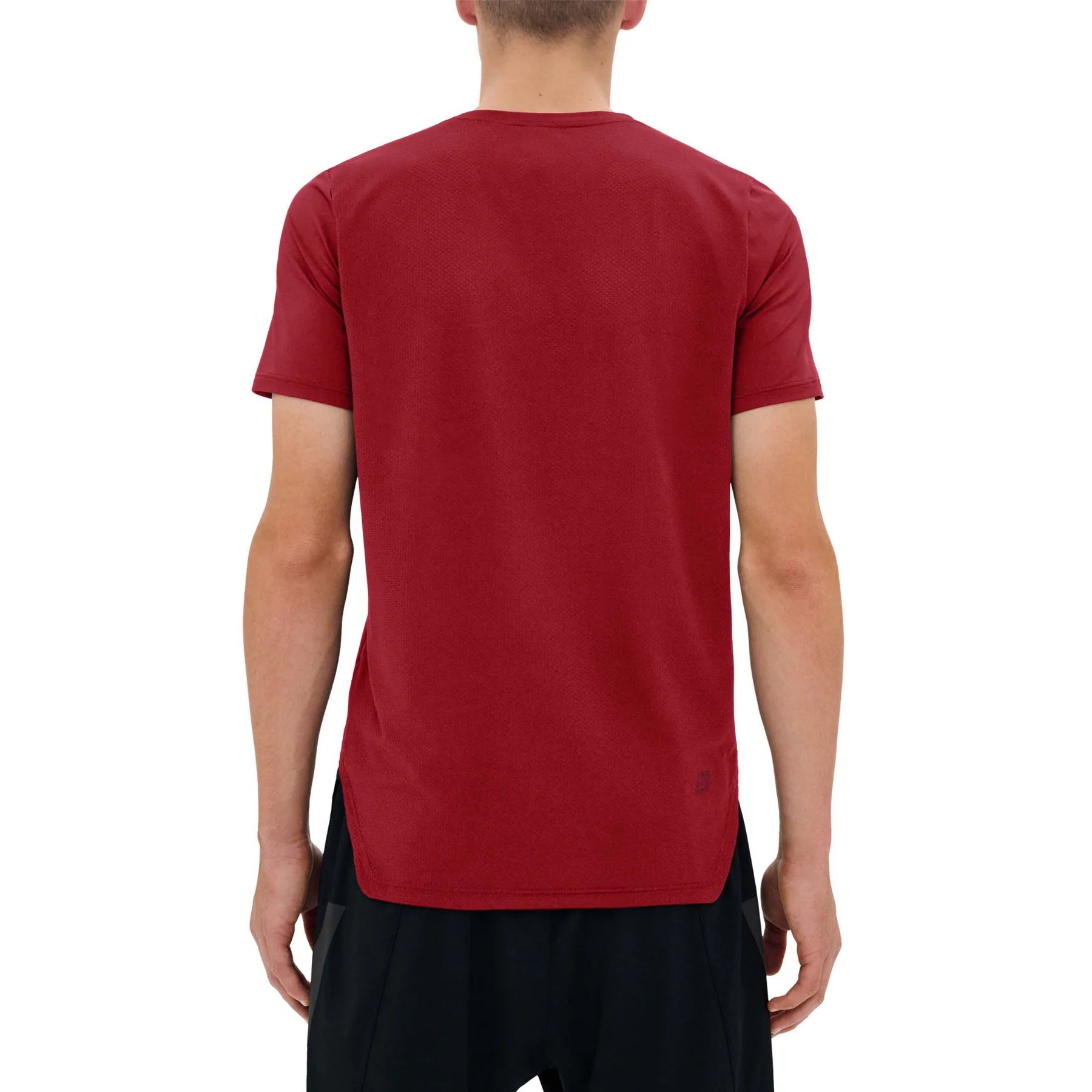 CEP Men's The Run Shirt Round Neck Short Sleeve V5 - Moisture Wicking Athletic Performance Top for Running & Gym Workouts - Dark Red