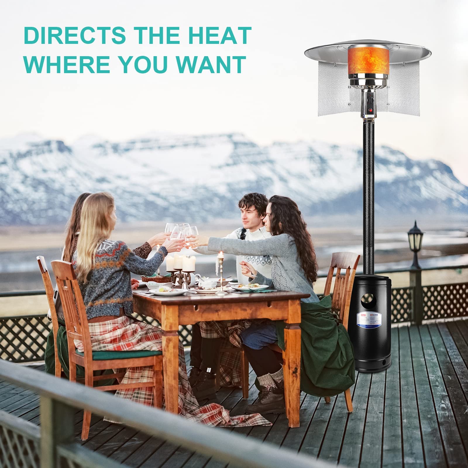 Outdoor Heater Reflector Shield for Round Stand Up Patio Heaters - Directional Heat Deflector for Backyard, Deck & Outdoor Dining Areas