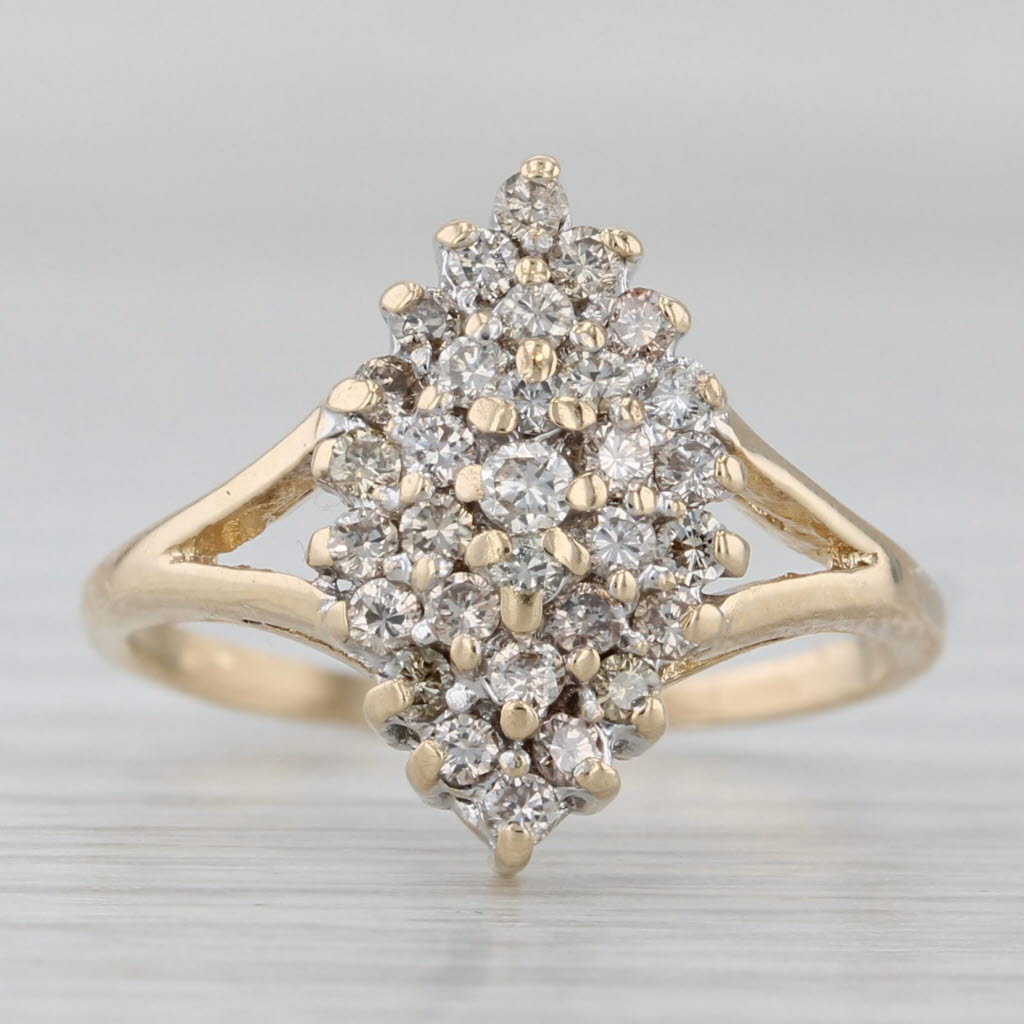 0.44ctw Diamond Cluster Ring in 10k Yellow Gold - Size 5 | Elegant Wedding Band, Anniversary Gift & Everyday Jewelry for Women