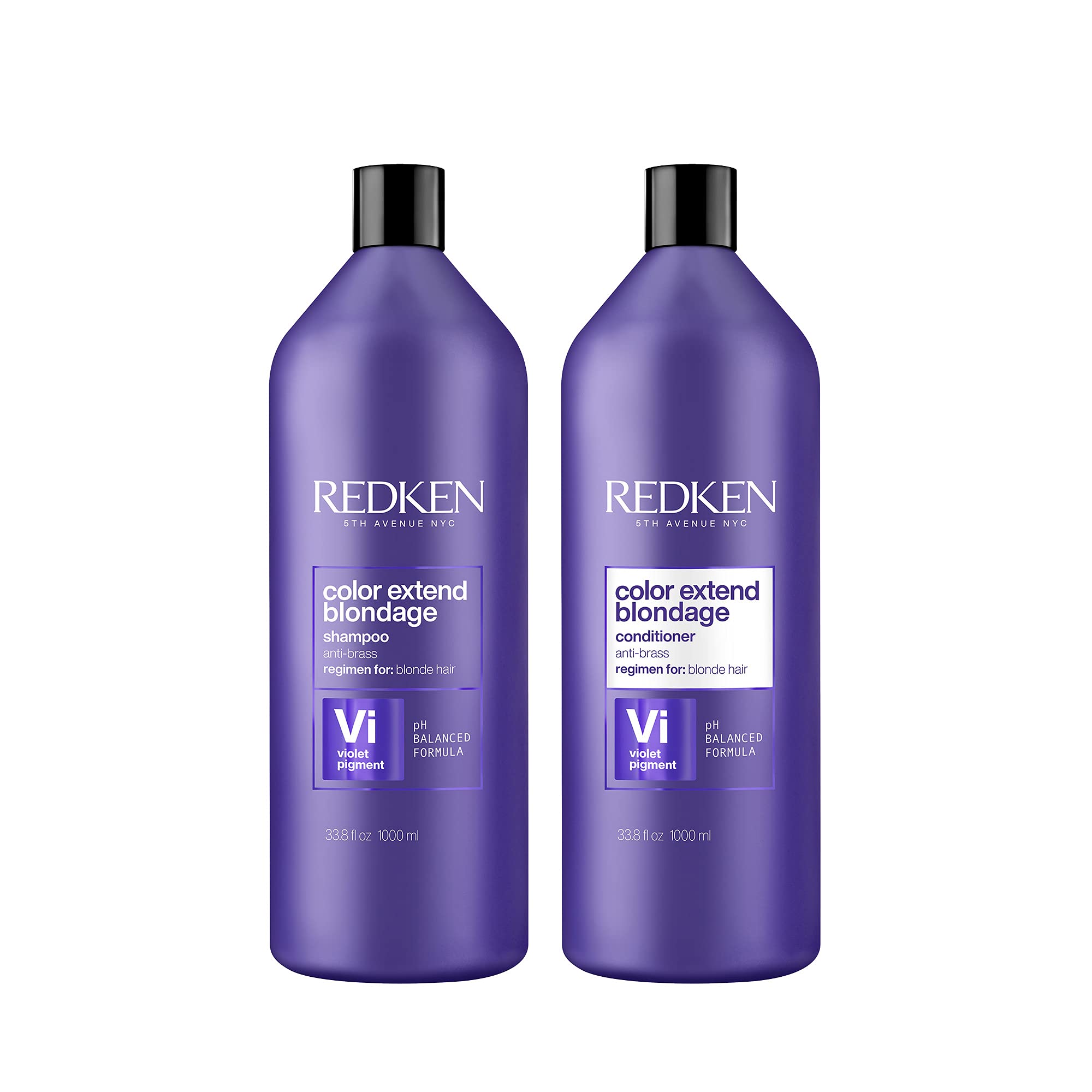 REDKEN Extend Blondage Color Depositing Purple Shampoo & Conditioner Set for Blonde & Gray Hair | Tones Brassiness & Enhances Shine | Salon-Quality Hair Care for Color-Treated Locks