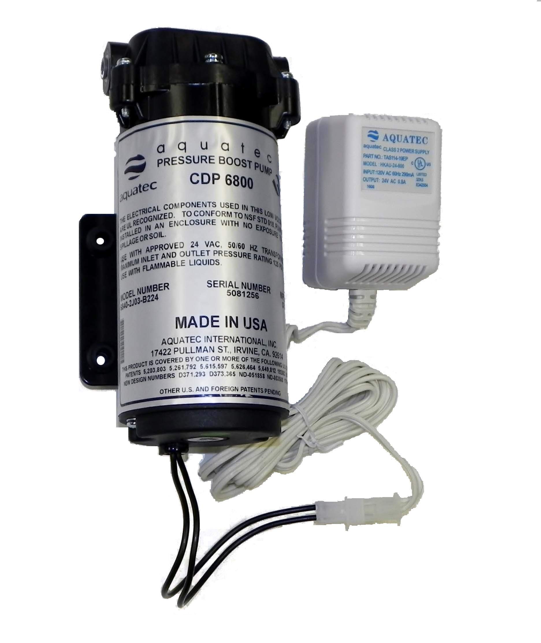 Aquatec 6800 Series High Pressure Booster Pump with 115V/60Hz Transformer - Perfect for Reverse Osmosis Systems, Espresso Machines & Water Filtration