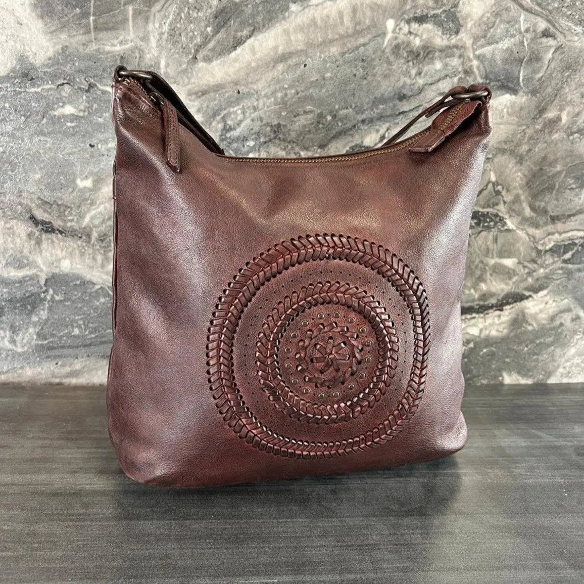 MET Floral Stitch Leather Tote Bag for Women - Adjustable Shoulder Strap, Spacious Handbag for Work, Travel & Daily Use