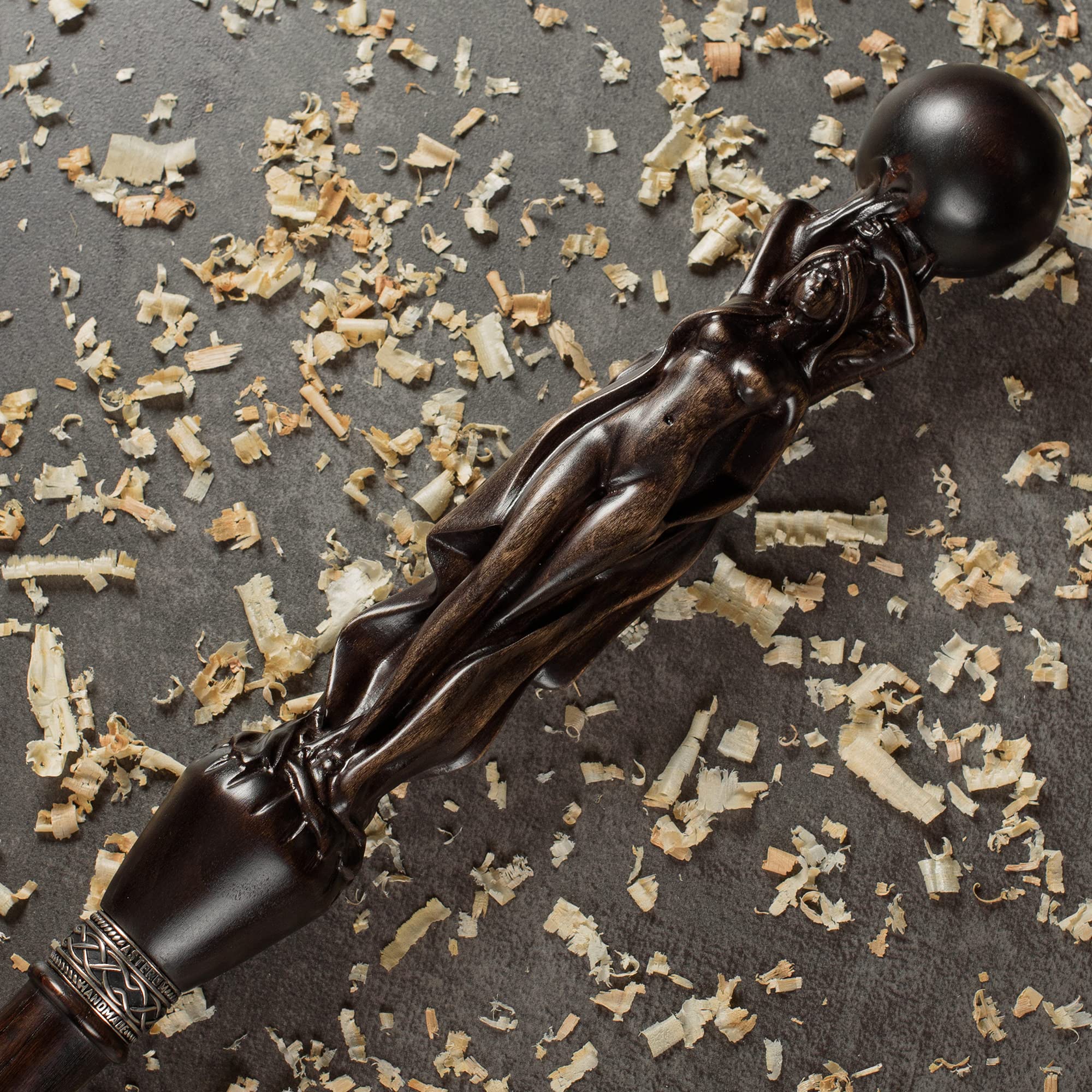 Handcrafted Wooden Walking Cane for Men - Gemini Design - Unique Carved Walking Stick - Fashionable Mobility Aid for Seniors & Style-Conscious Gentlemen - Perfect for Hiking, Travel & Everyday Support