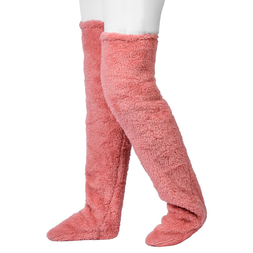Flintronic Plush Slipper Socks for Women - Cozy Knee-High Warm Fuzzy Winter Sleeping Socks with Non-Slip Sole | Perfect for Home, Lounge & Cold Weather Comfort