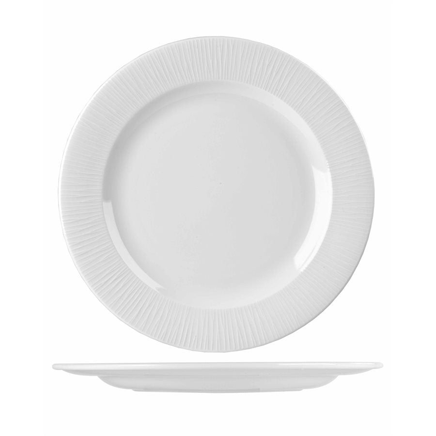 Premium Churchill Bamboo 11-Inch Footed Dinner Plates - Set of 12 White Elegant Serving Dishes for Fine Dining, Wedding Receptions & Upscale Events