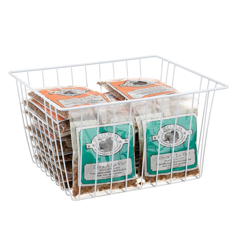 Freezer Storage Bins & Refrigerator Organizer Baskets with Handles - 4 Pack Pearl White Wire Bins (11x10x5.5in) for Kitchen, Pantry, Cabinet & Closet Organization | Perfect for Food Storage, Meal Prep & Home Decluttering