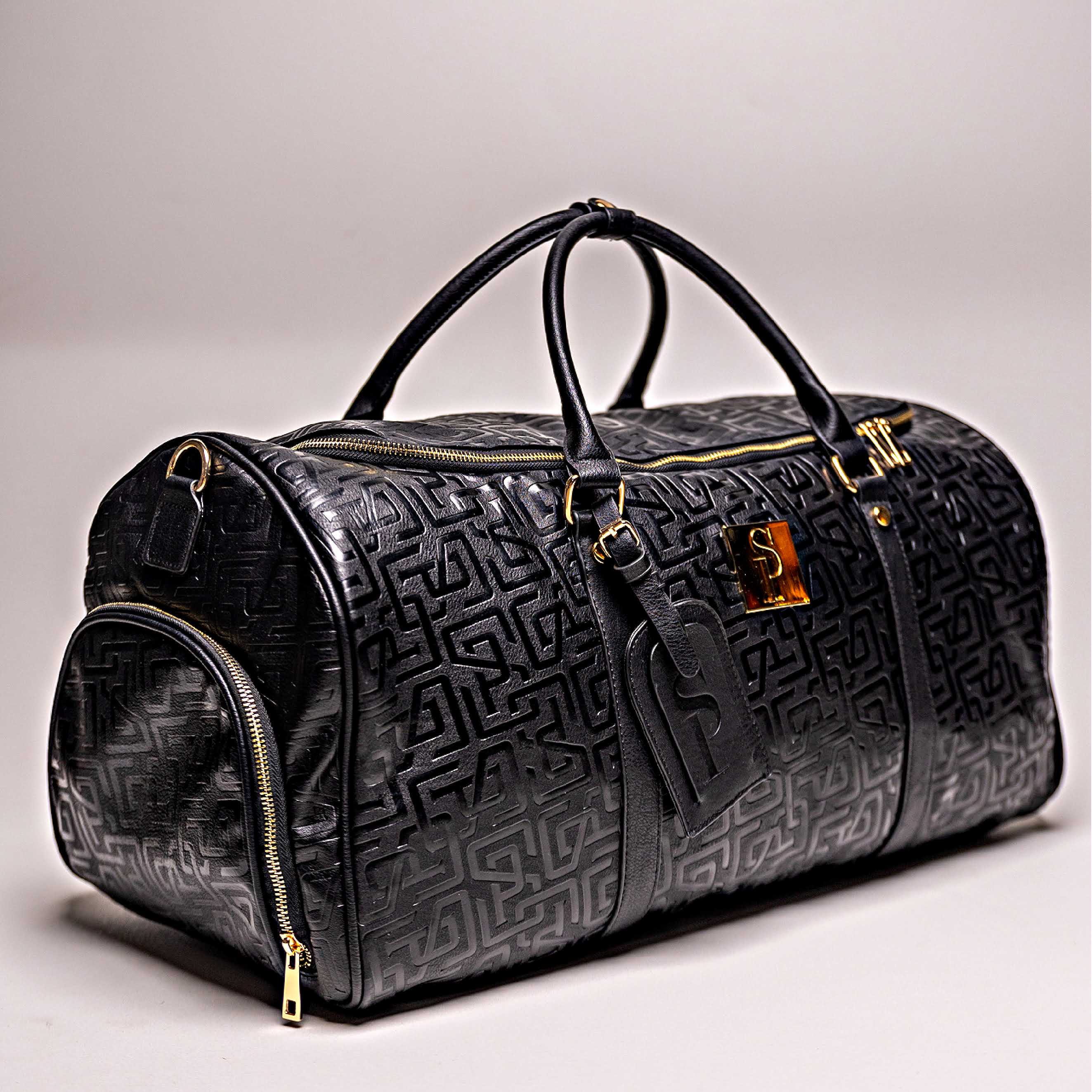 Premium Monogram Leather Bag Set - Commuter & Duffle Bags for Men & Women | Stylish Travel & Gym Accessories for Workouts, Business Trips & Weekend Getaways