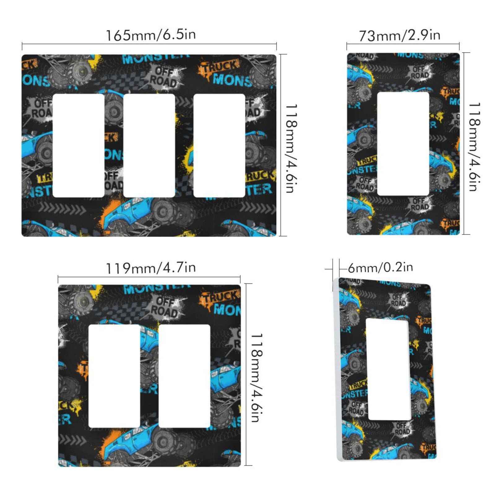 Monster Blue Truck Car Grunge Wall Plate Cover - 1-Gang 4.6