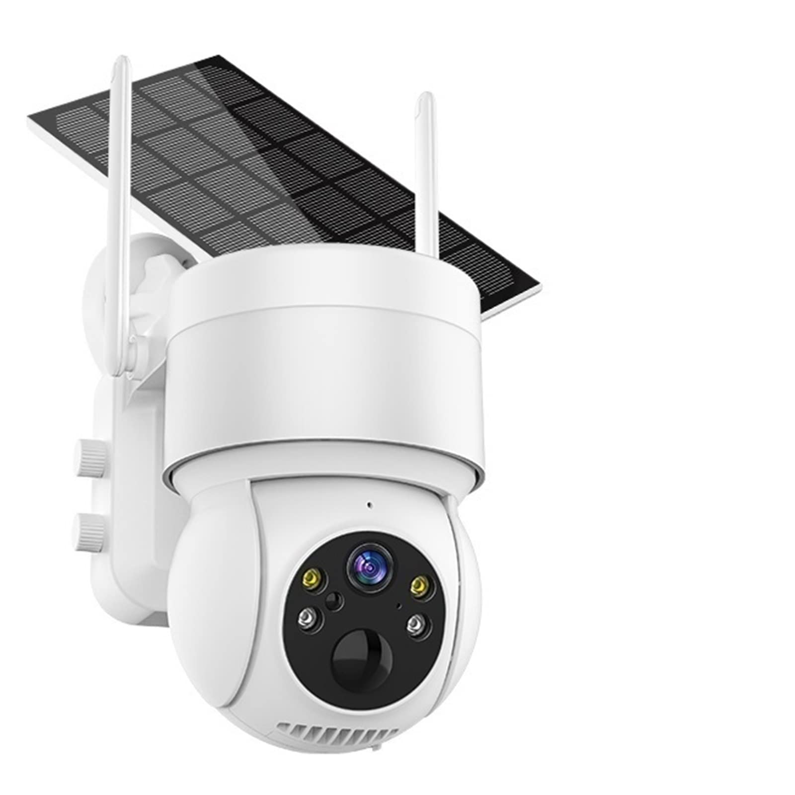 MZZYG 4MP Solar Security Camera - Wireless Outdoor WiFi Surveillance IP Camera with Solar Panel, PIR Human Detection, 64GB Card Included (White) - Ideal for Home, Yard, and Business Security Monitoring