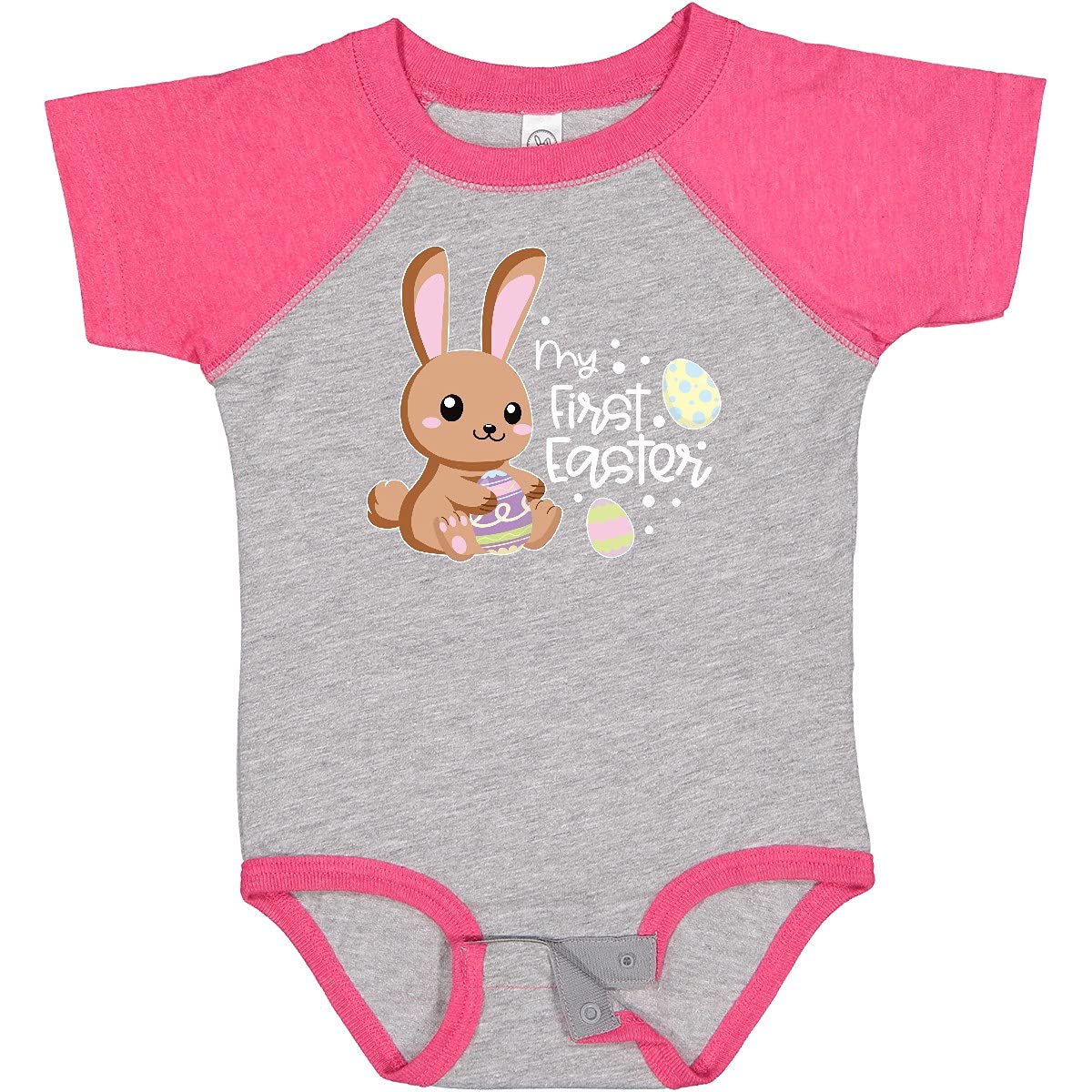 My 1st Easter with Cute Brown Bunny & Easter Eggs Baby Bodysuit - Soft Cotton Infant Onesie for Easter Photo Shoots, Family Gatherings & Holiday Celebrations