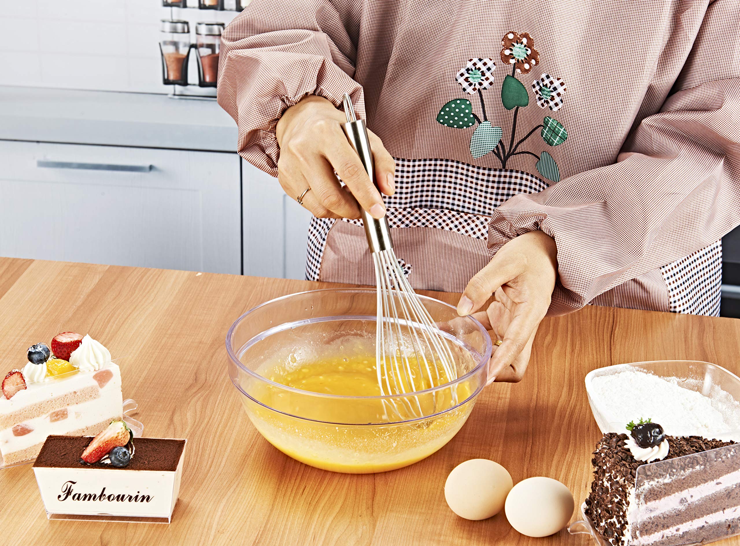 3-Pack Stainless Steel 10-Inch Wire Whisks - Durable Handheld Egg Beater for Baking, Cooking, and Mixing - Perfect for Whipping Cream, Eggs, and Batters in Home Kitchen