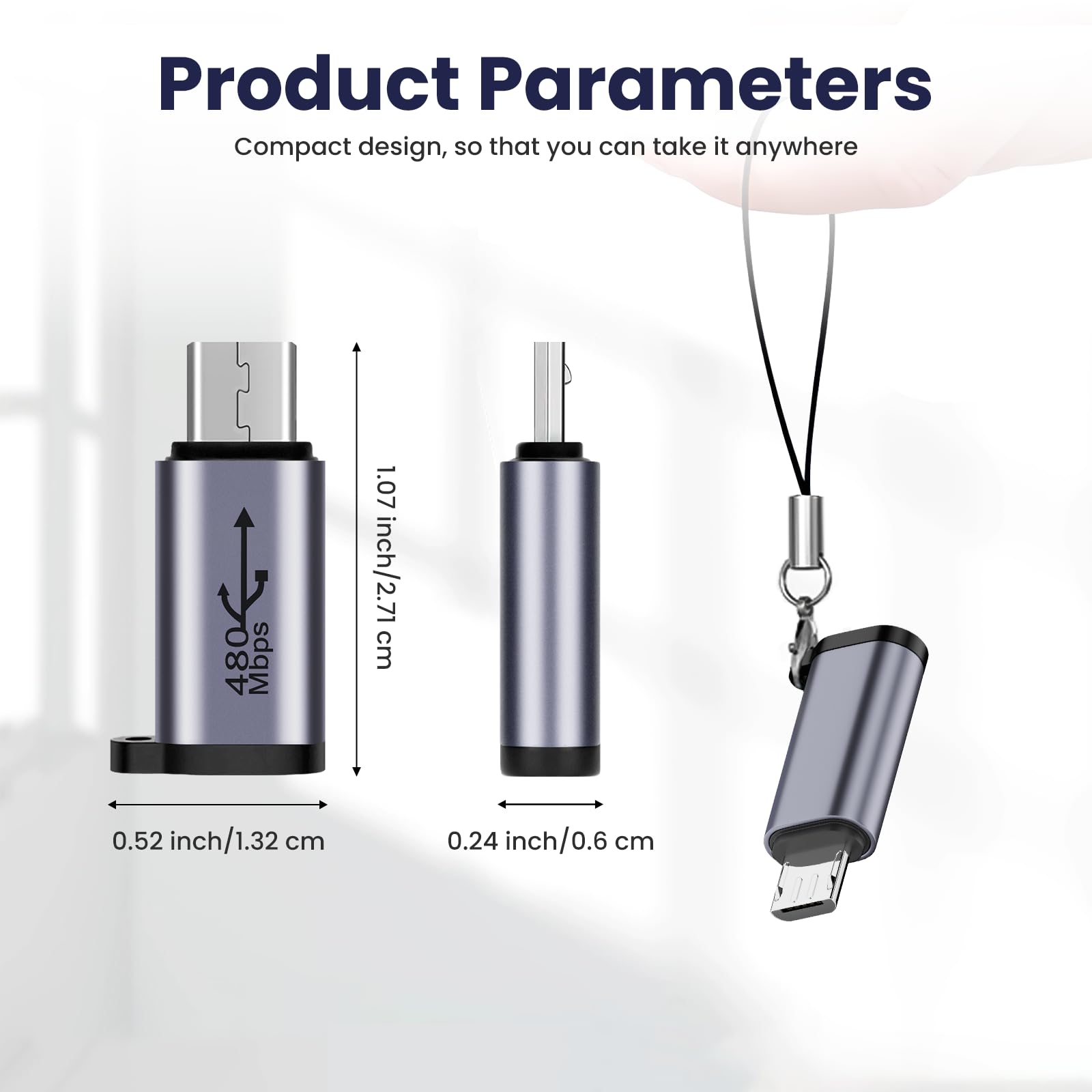 USB C to Micro USB Adapter (2 Pack) - Type C Female to Micro Male for Samsung S8/S8+ - Fast Charging & Data Sync