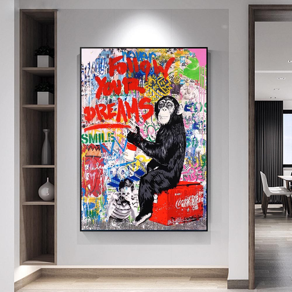 Authentic Mr Brainwash Monkey Art Collectibles - Limited Edition Figurine for Art Lovers | Perfect for Home Decor, Office Display & Unique Gift Ideas