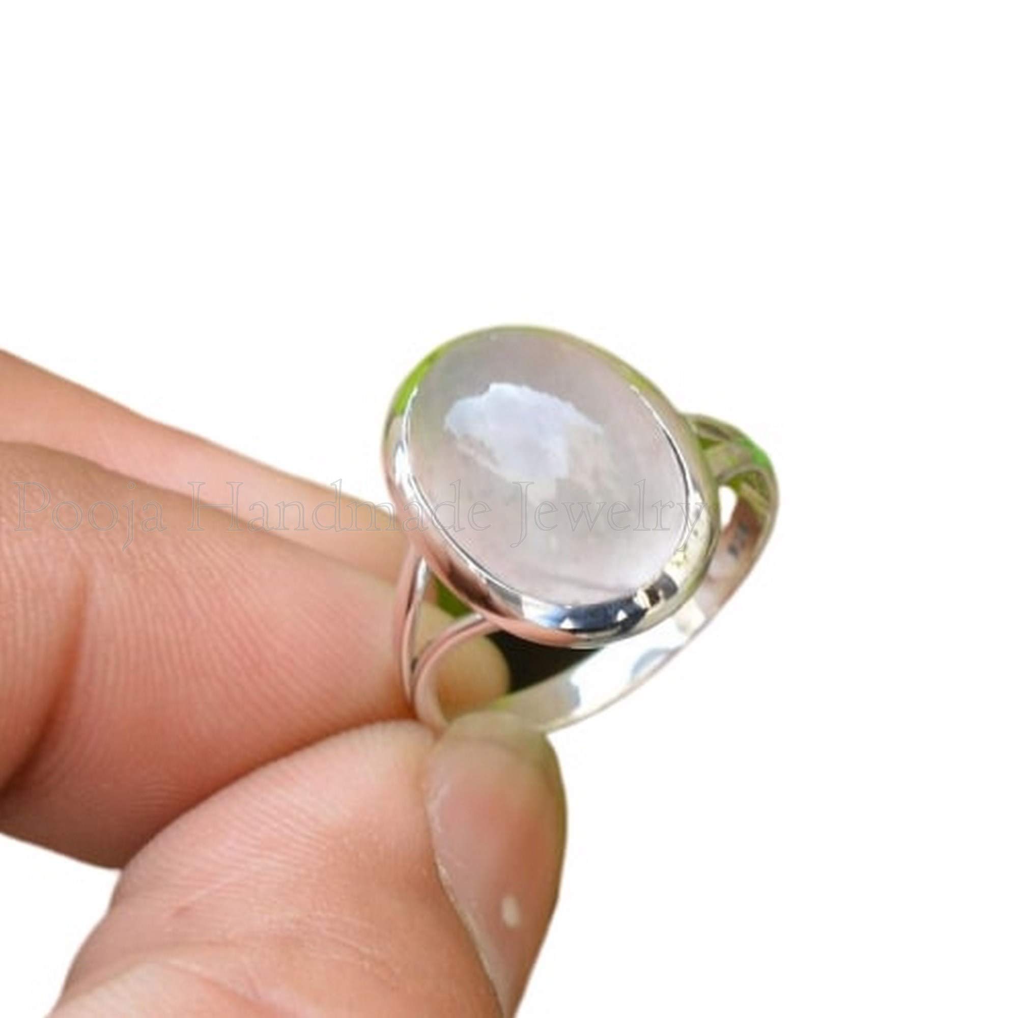 Rose Quartz Ring for Women - 925 Sterling Silver Bohemian Handmade Gemstone Jewelry | Oval Rose Quartz Engagement Ring, Dainty Christmas Gift for Her | Perfect for Weddings, Anniversaries & Spiritual Healing