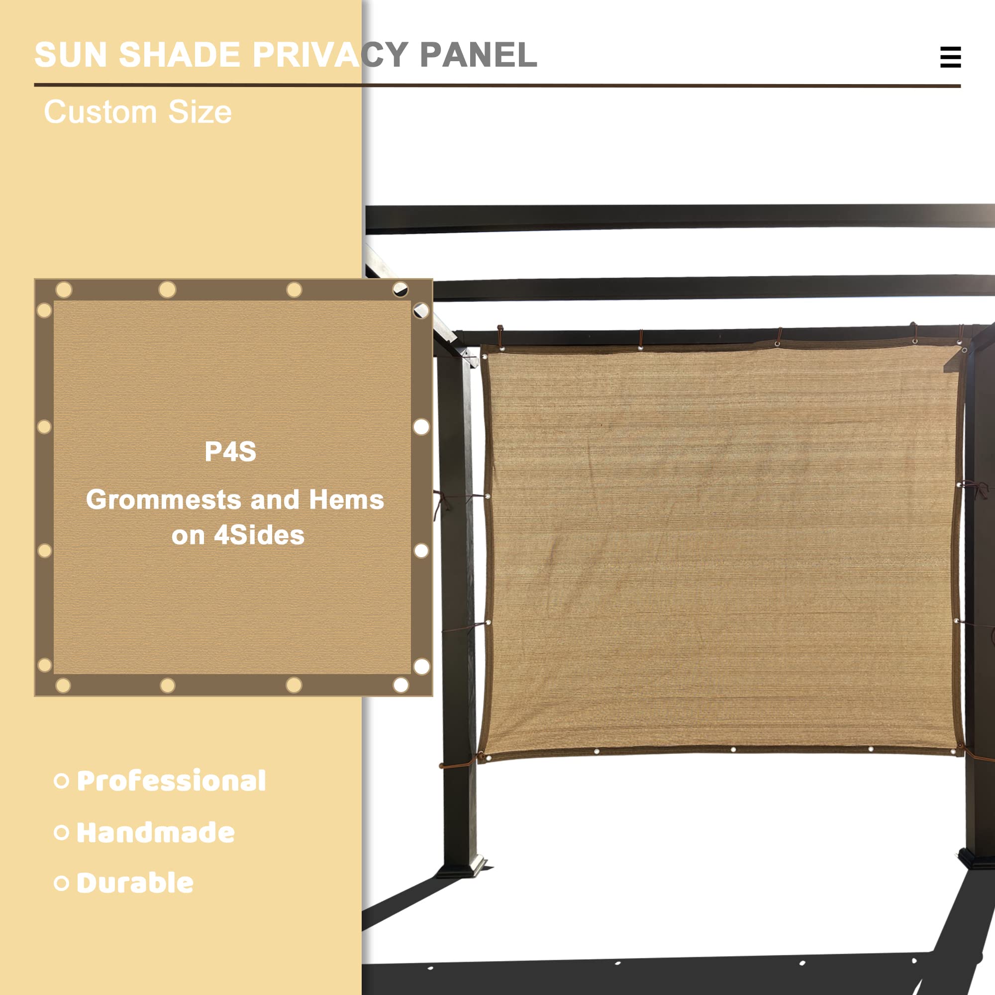 Alion Home 10' x 14' Walnut Sun Shade Privacy Screen with Grommets - UV Protection Outdoor Shade Cloth for Patio, Pergola, Window Cover - Perfect for Backyard, Deck, and Poolside Privacy
